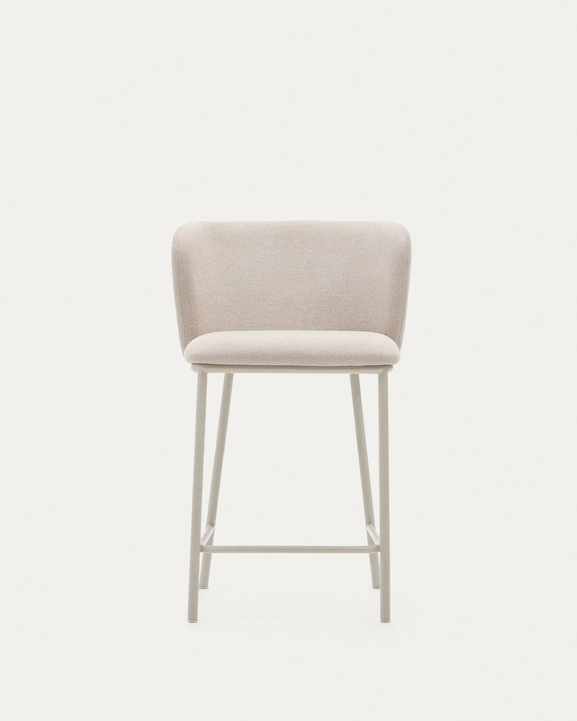 Eleganter Hocker aus Chenille und Stahl, 65 cm hoch, FSC-zertifiziert, ideal für stilvolle Räume.