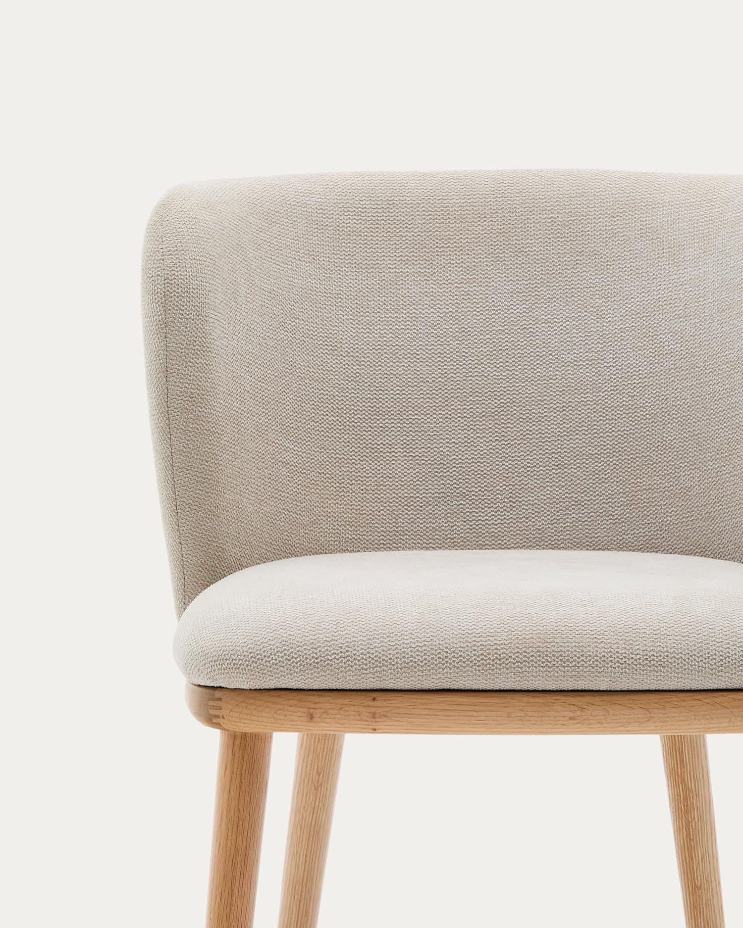 Chair Ciselia beige chenille and solid ash with natural finish FSC Mix Credit