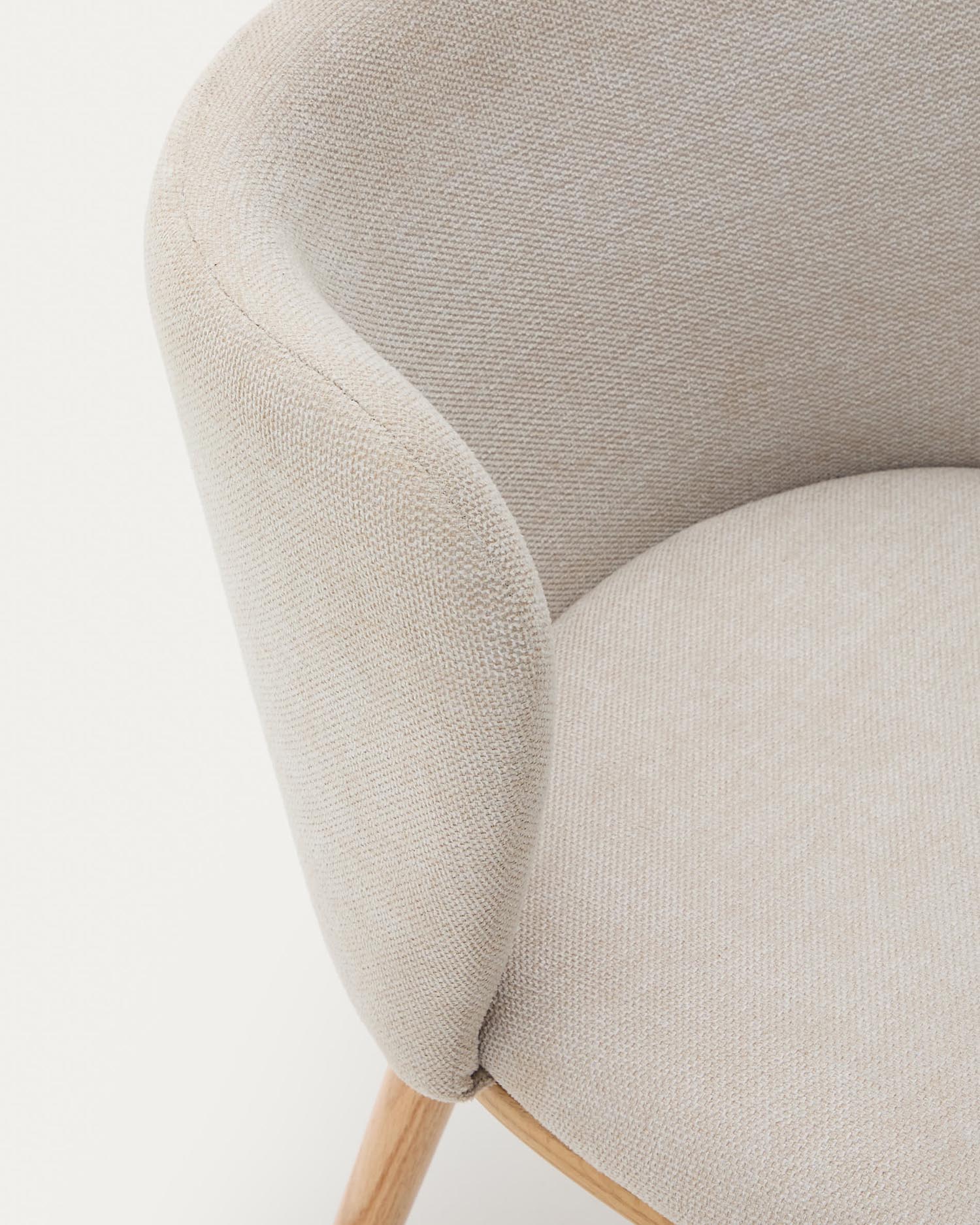 Chair Ciselia beige chenille and solid ash with natural finish FSC Mix Credit