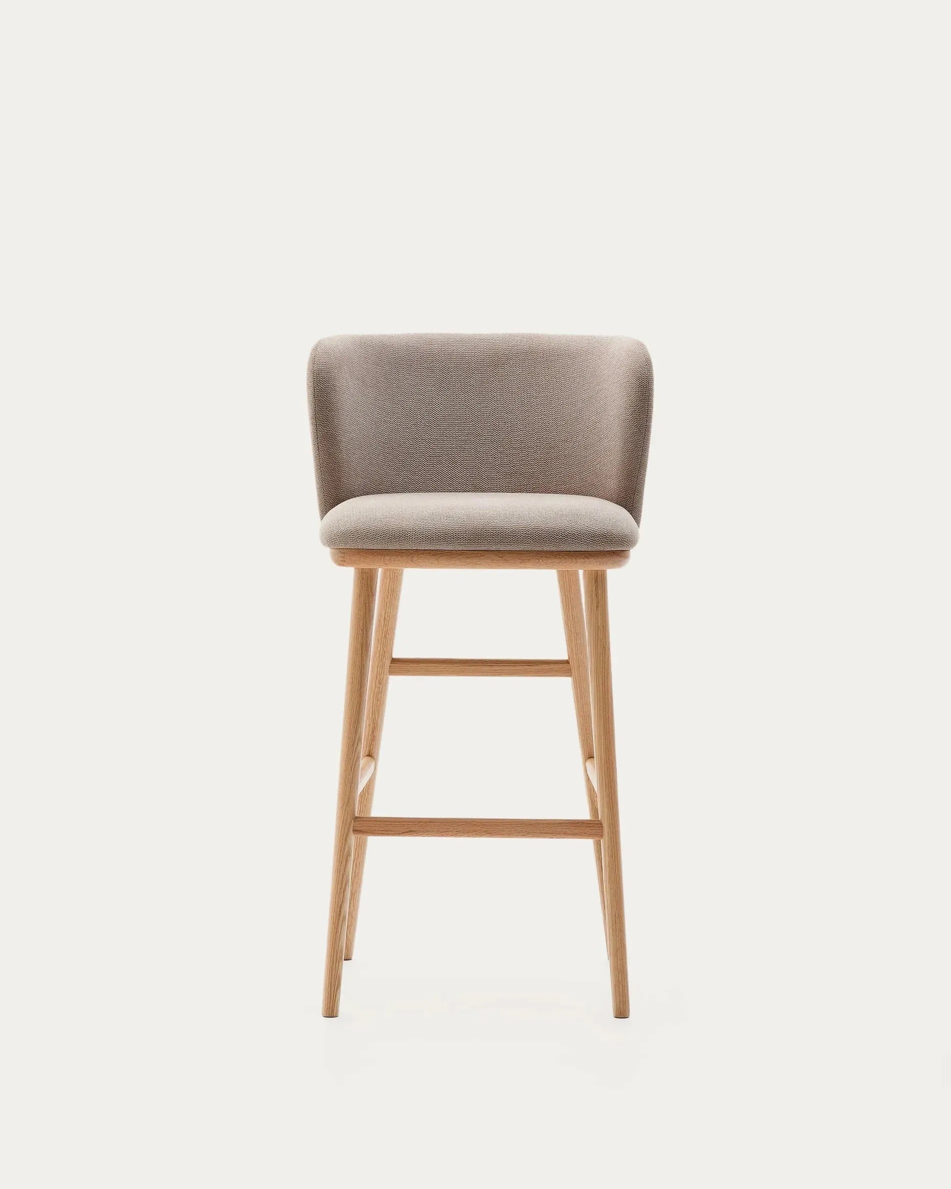 Hocker Ciselia, 75 cm, aus brauner Chenille und FSC-zertifiziertem Eschenholz, mit natürlichem Finish, modern und elegant.