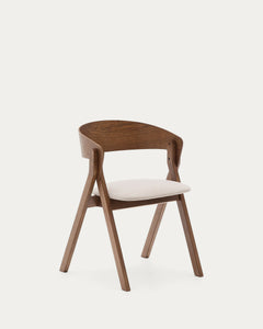 Godia chair in ash veneer and solid rubber wood with wengé finish and beige