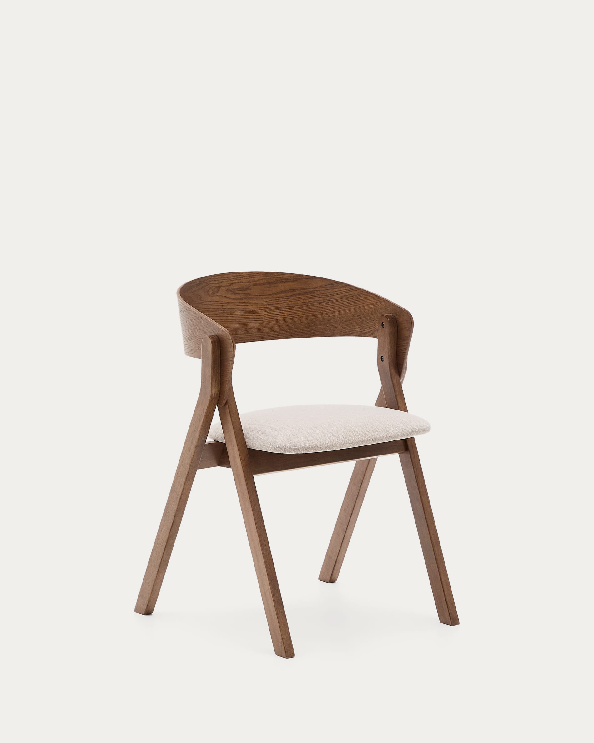 Stuhl Godia aus Eschefurnier und massivem Kautschukholz mit Wengé-Finish und beigefarbener