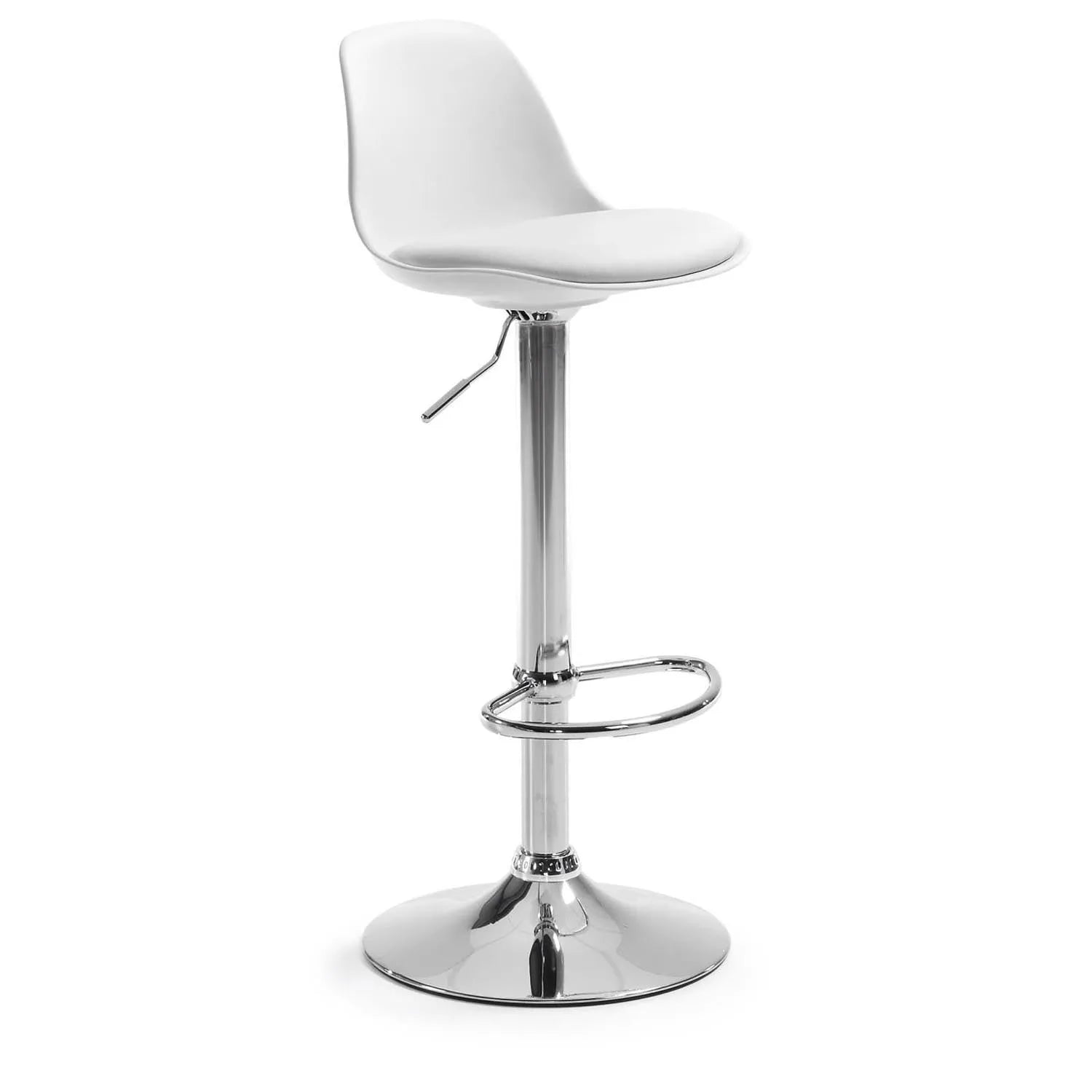 Moderner Orlando-T Barhocker aus weißem Stahl, höhenverstellbar (60-82 cm), mit Kunstleder-Sitz für Komfort und Stil.