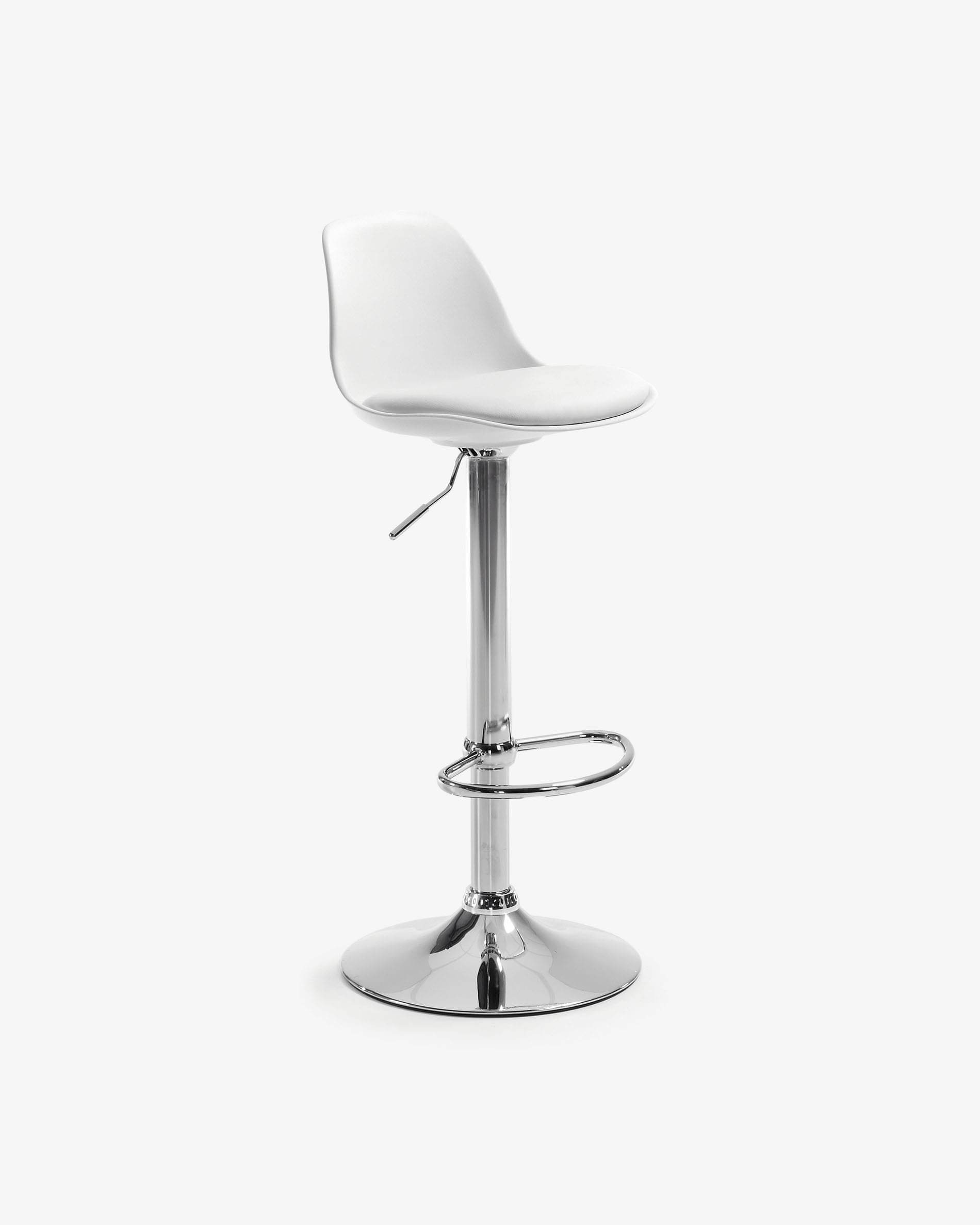 Sgabello Orlando-T in acciaio bianco, altezza 60-82 cm