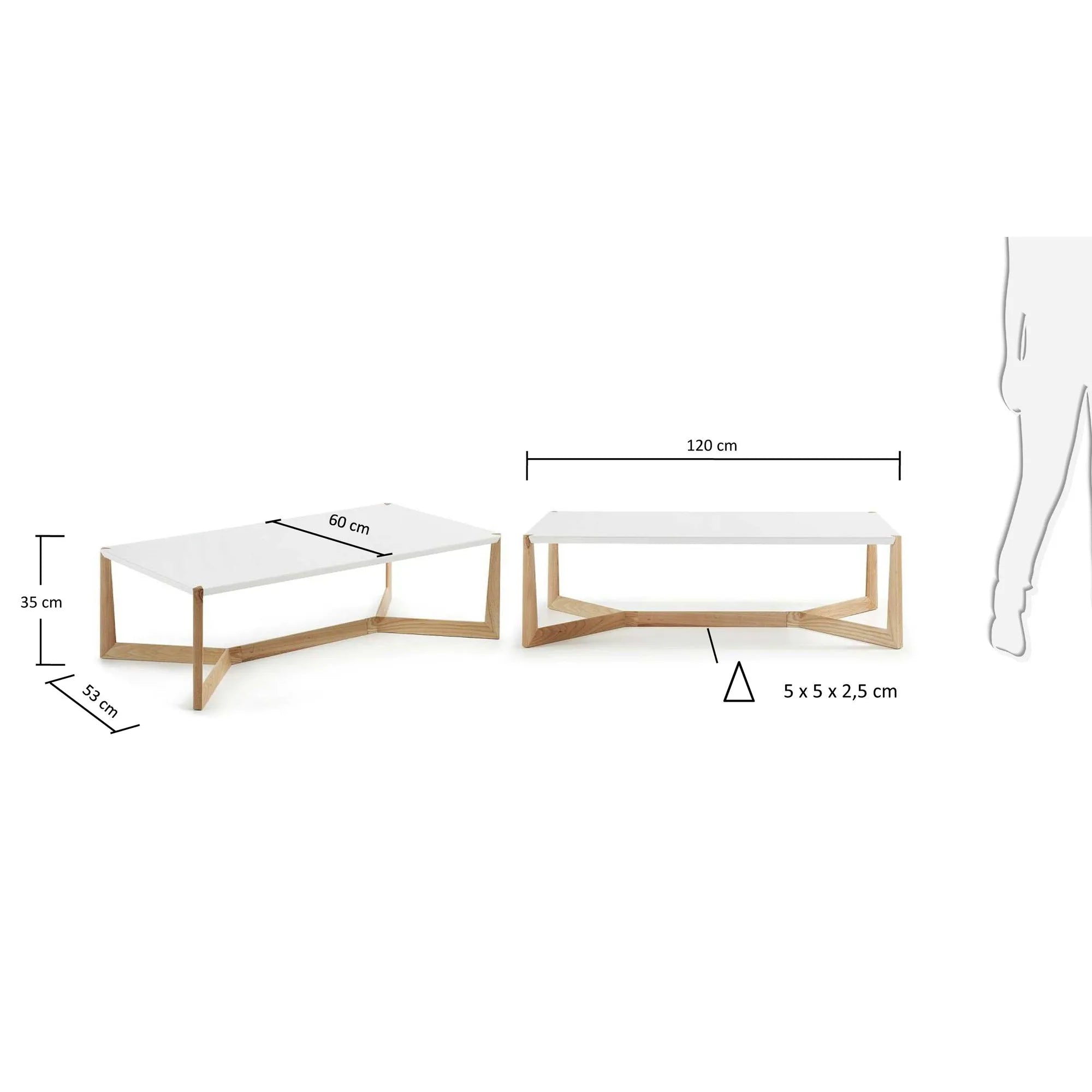 Der Quatro Couchtisch von Kave Home vereint massives Eschenholz mit weißer Lackierung, bietet Eleganz und Funktionalität.