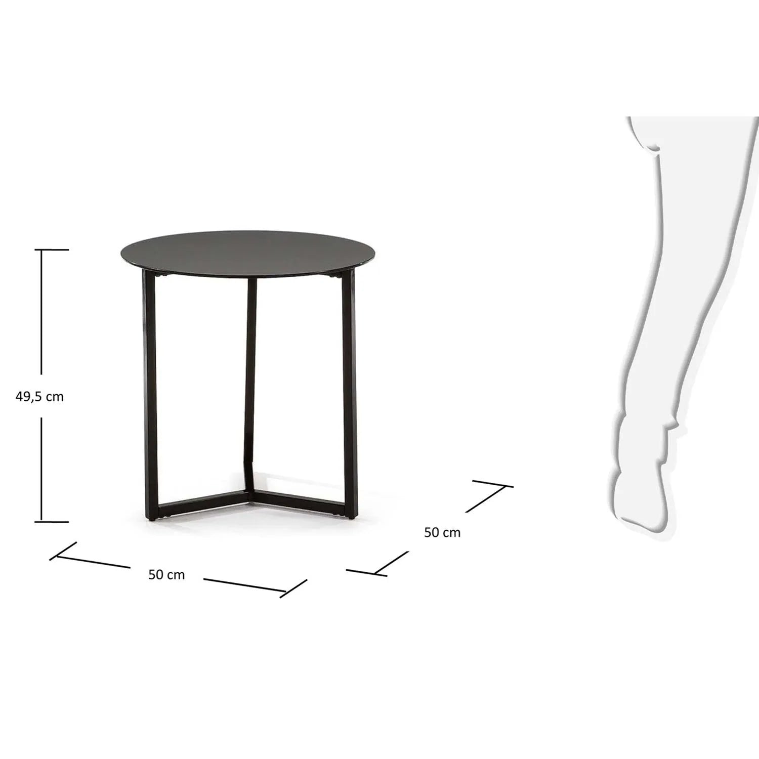 Eleganter Raeam Tisch: Glas & Stahl, Ø 50 cm, zeitloses Design.
