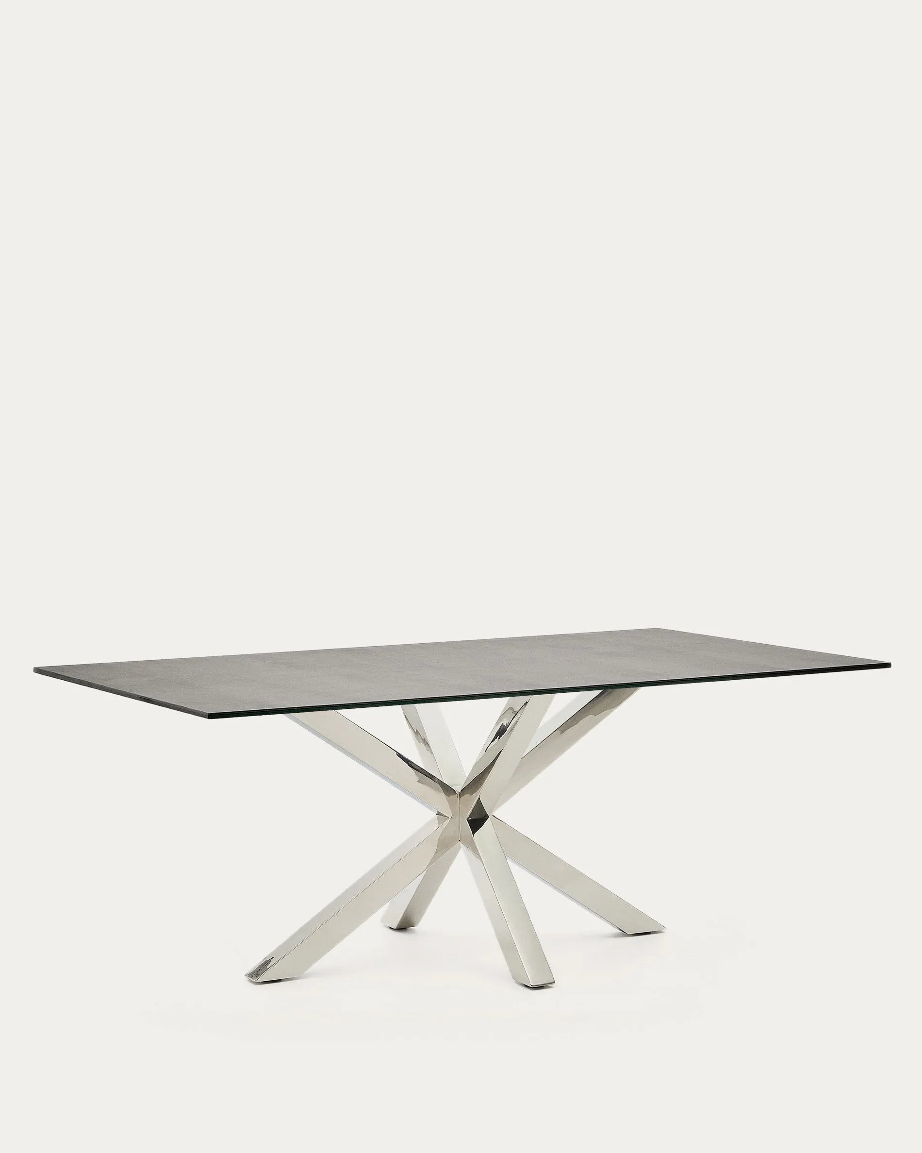 Eleganter Argo Tisch: 200x100 cm, Feinsteinzeug Iron Moss, Akazienholz & Stahl, robust & pflegeleicht.