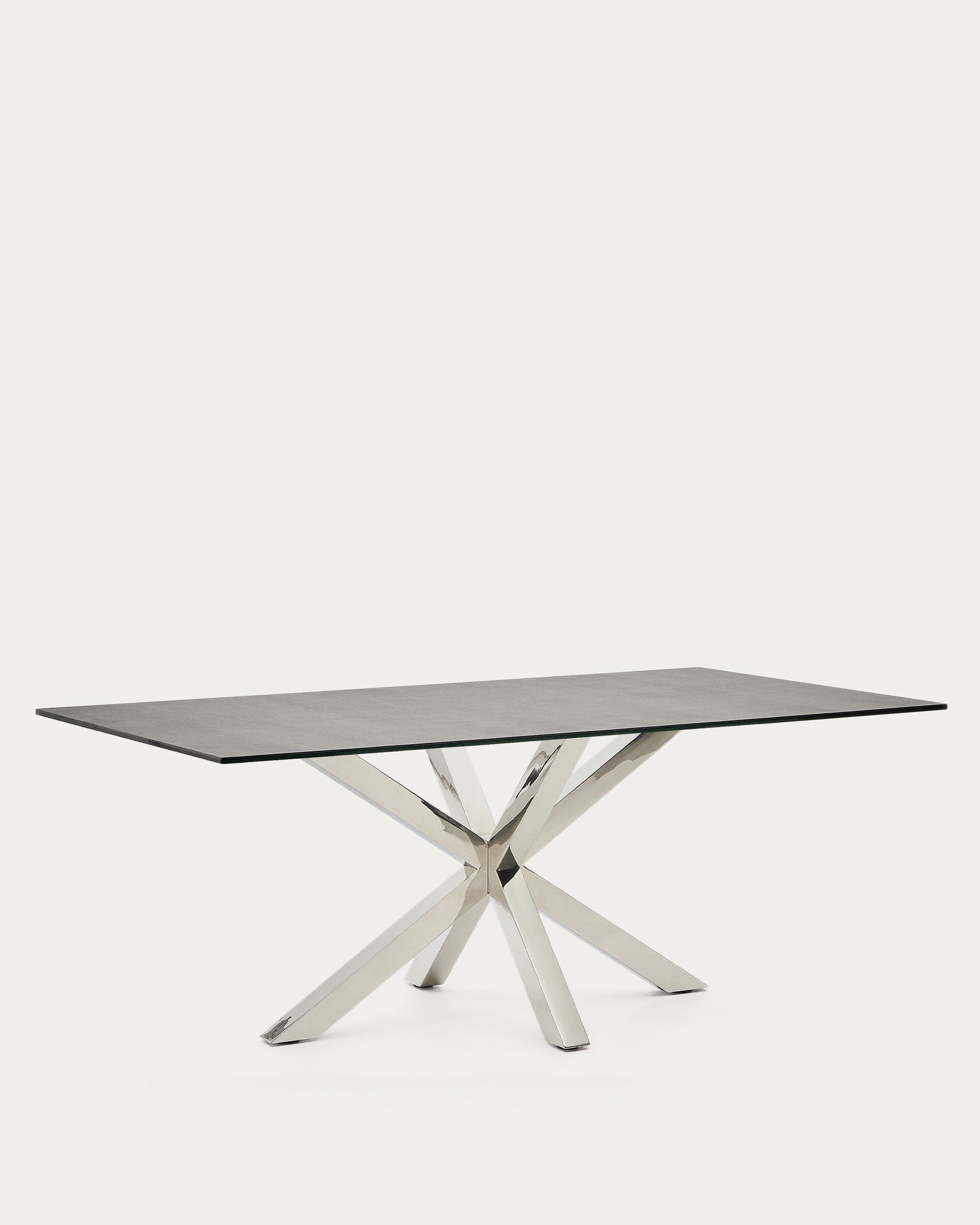 Eleganter Argo Tisch: 200x100 cm, Feinsteinzeug Iron Moss, Akazienholz & Stahl, robust & pflegeleicht.