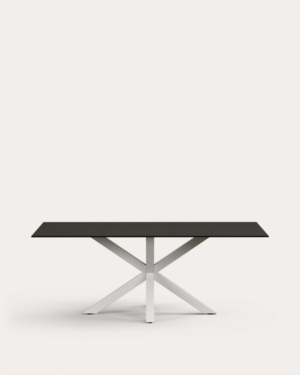 Tisch Argo aus schwarzem Milchglas und Stahlbeinen mit weissem Finish, 200 x 100 cm in Schwarz, Weiss präsentiert im Onlineshop von KAQTU Design AG. Esstisch ist von Kave Home