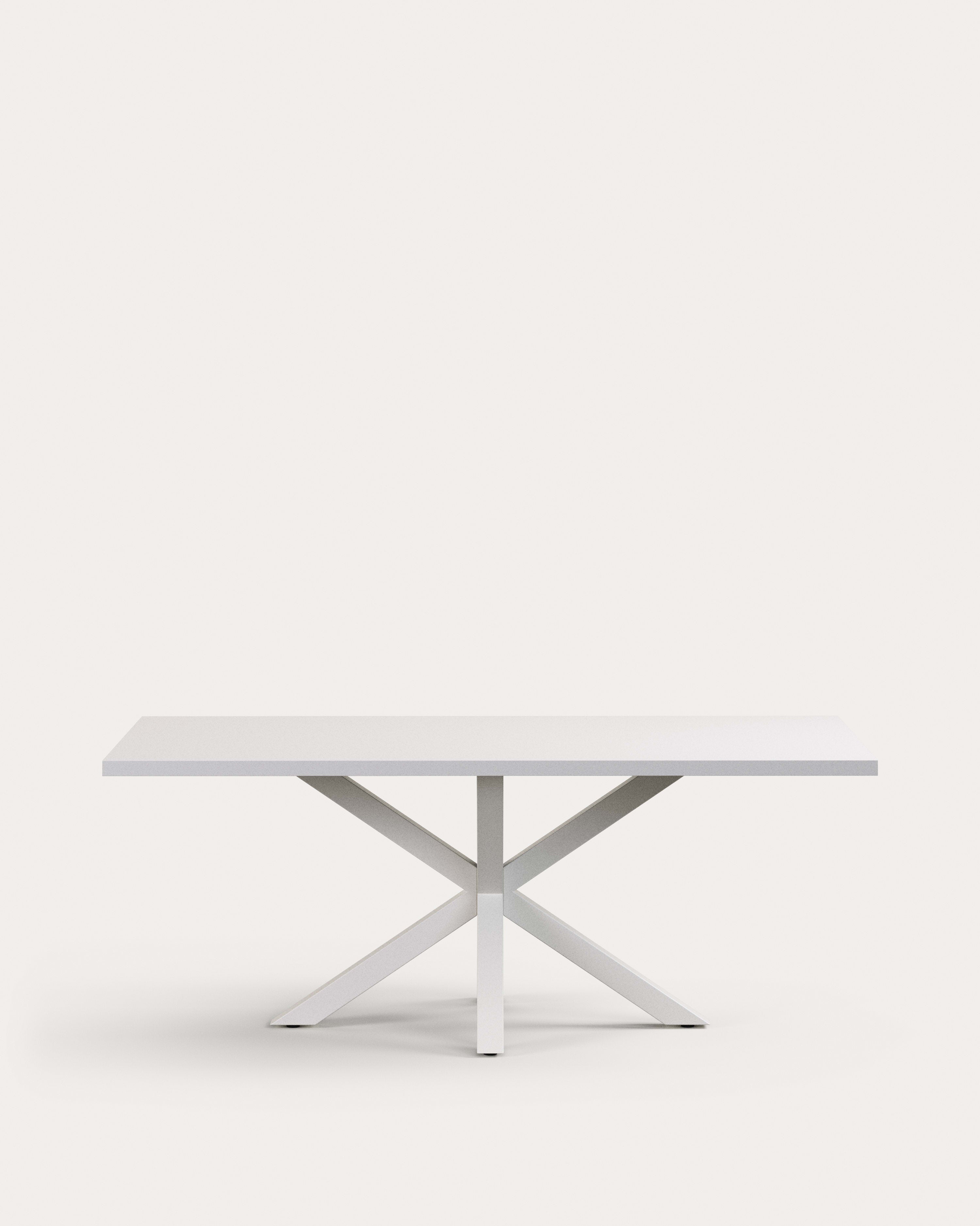 3D-Modell: Tisch Argo, weisse Melaminplatte, Stahlbeine, 200x100 cm, modern und stilvoll, ideal für Esszimmer.