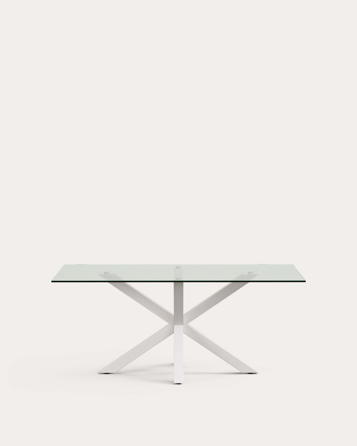 Argo Tisch aus Glas und Stahlbeinen mit weissem Finish 180 x 100 cm in Transparent, Weiss präsentiert im Onlineshop von KAQTU Design AG. Esstisch ist von Kave Home