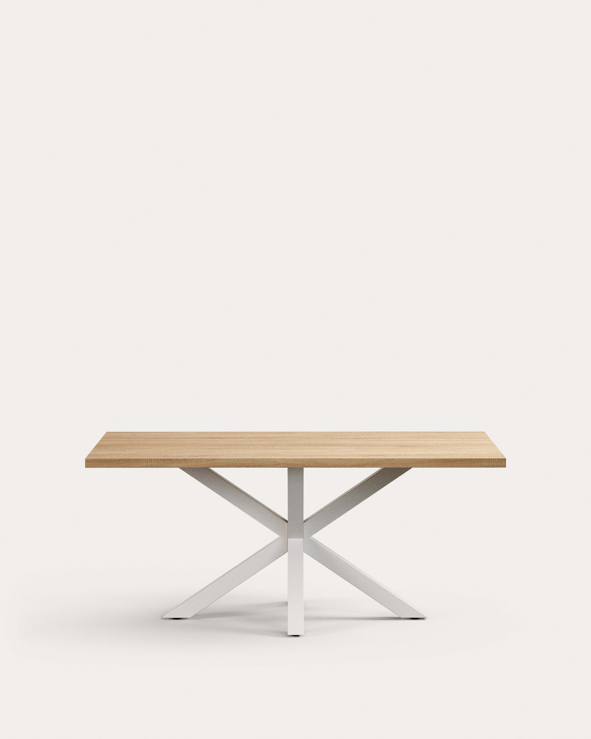 Tisch Argo aus Melamin mit natürlicher Oberfläche und Stahlbeinen mit weissem Finish, 180 x 100 cm in Natur, Weiss präsentiert im Onlineshop von KAQTU Design AG. Esstisch ist von Kave Home