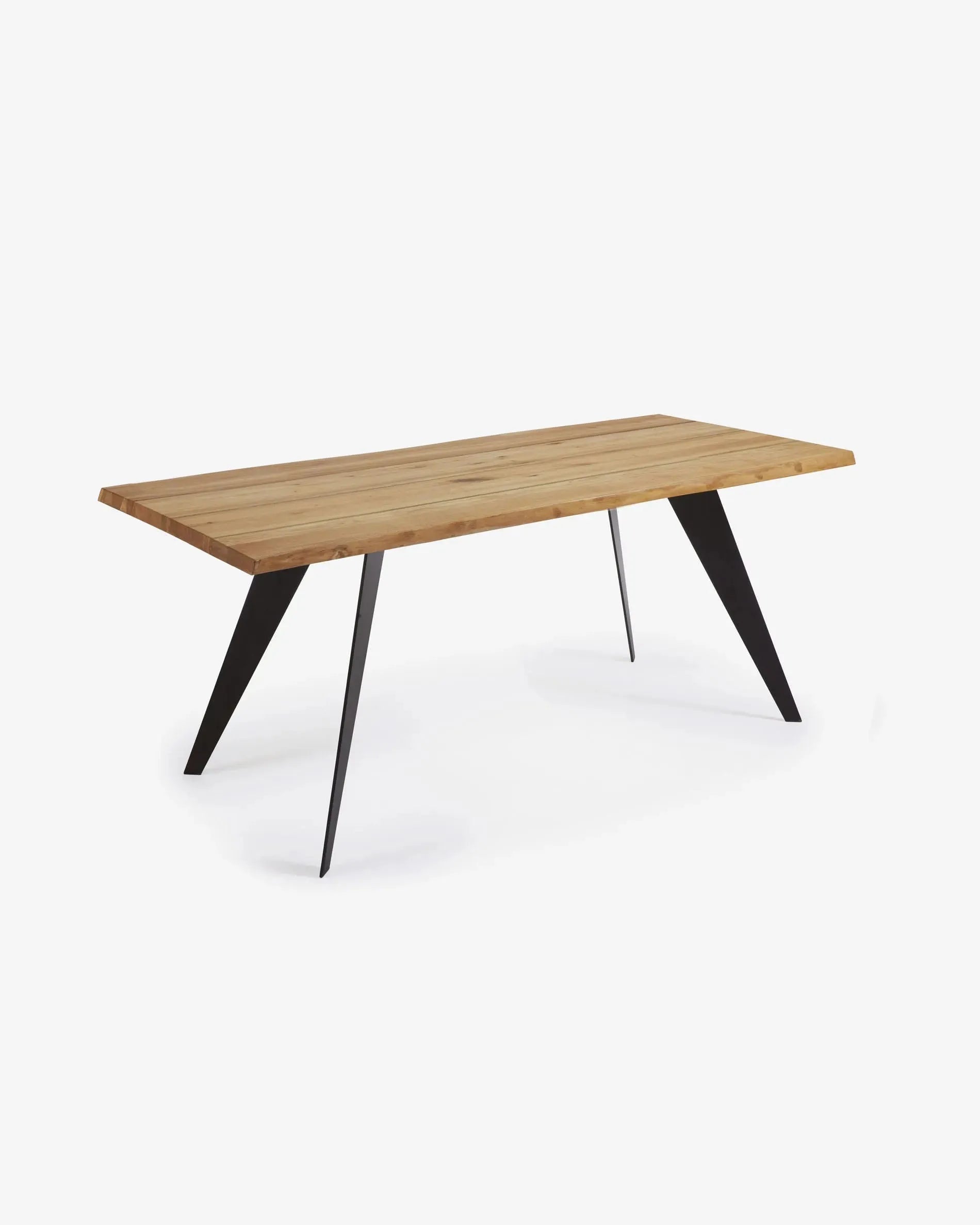 Moderner Koda Tisch mit Eichenfurnier und natürlichem Finish, schwarze Stahlbeine, 160x90 cm, ideal für stilvolle Räume.