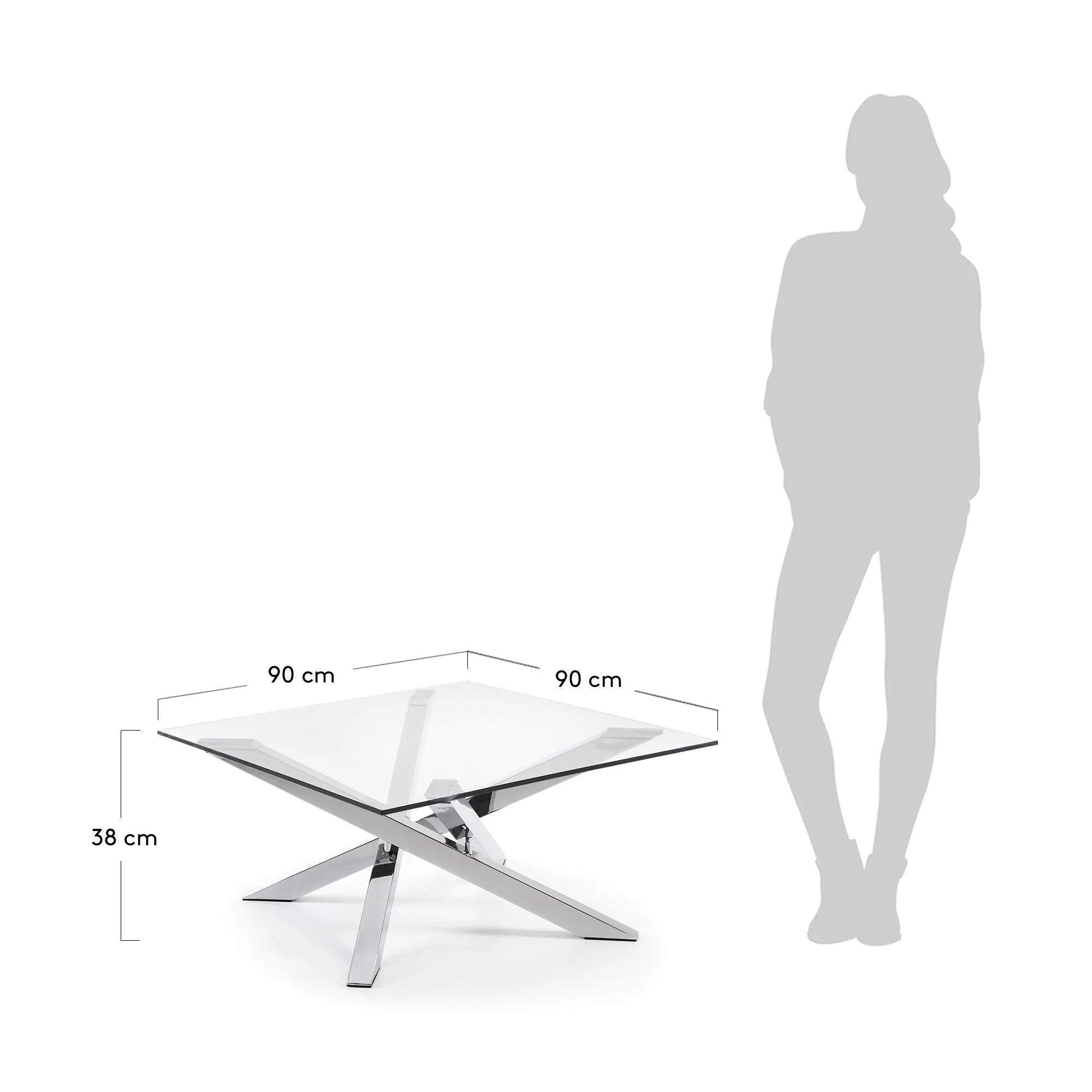Der Kamido Couchtisch vereint Glas und Chrom zu einem modernen Highlight, das Eleganz und Funktionalität in Ihr Wohnzimmer bringt.