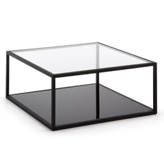 Blackhill coffee table 80 x 80 cm made of glass and steel with a black finish