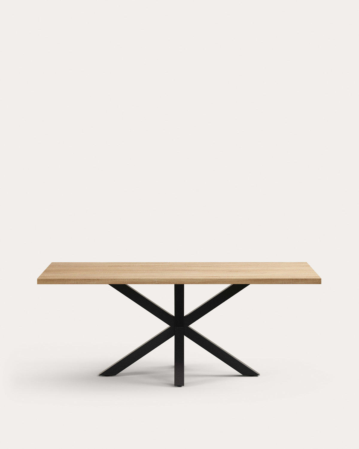 Tisch Argo aus Melamin mit natürlicher Oberfläche und Stahlbeinen mit schwarzem Finish, 200 x 100 cm in Natur, Schwarz präsentiert im Onlineshop von KAQTU Design AG. Esstisch ist von Kave Home