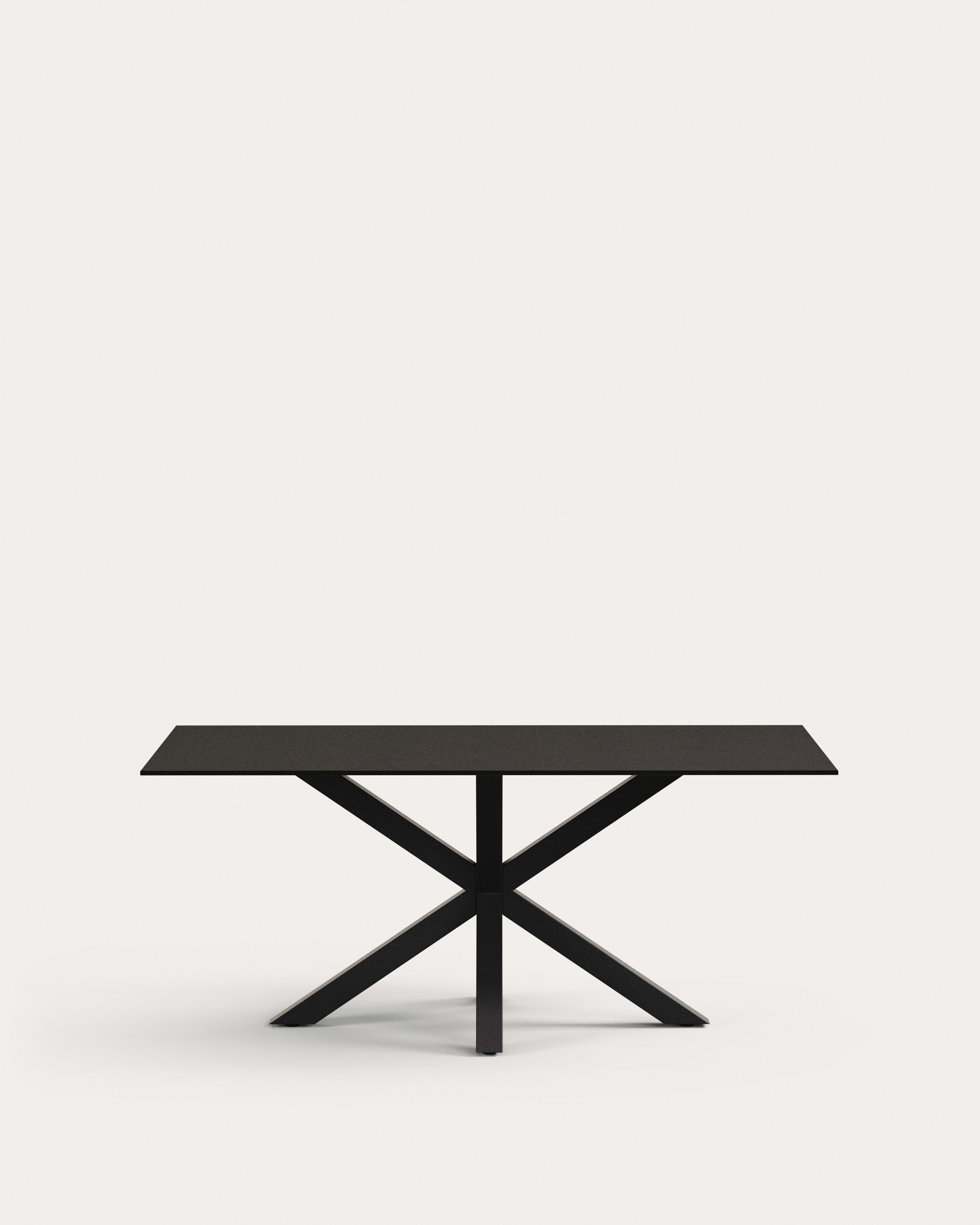 Argo table made of black glass with black steel legs 180 x 90 cm
