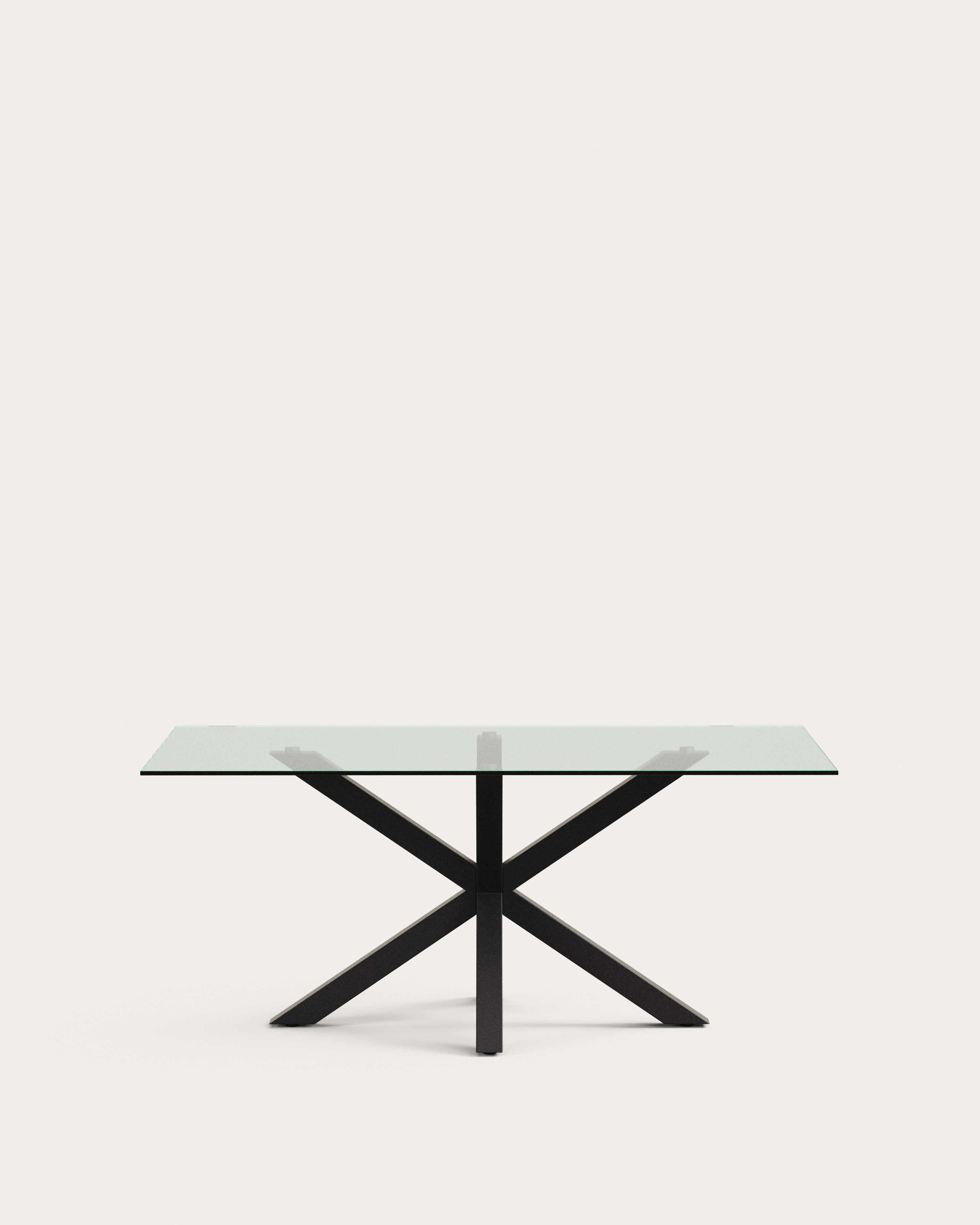 Argo table made of glass with steel legs in black finish 180 x 100 cm