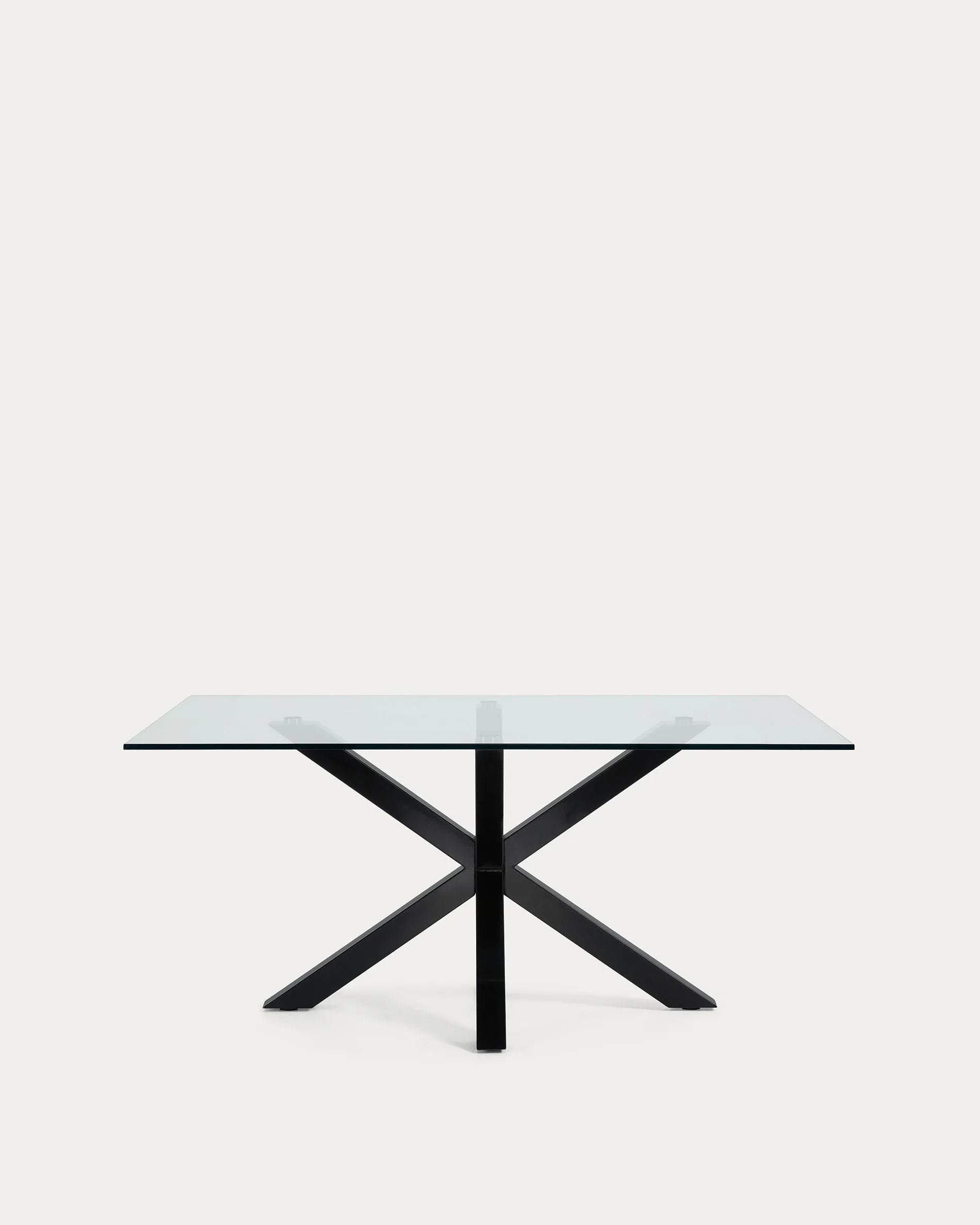 Der Argo Tisch vereint Glas und Stahl in einem eleganten Design, ideal für stilvolle Dinnerabende.