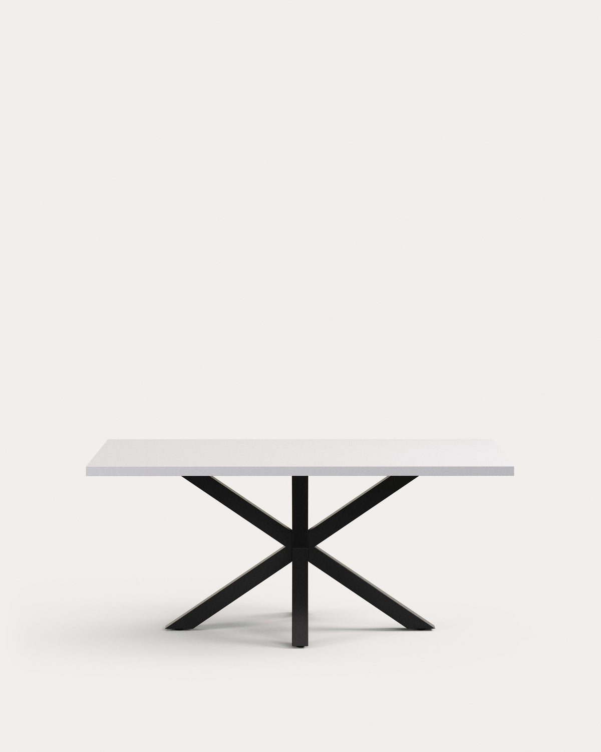 Tisch Argo aus Melamin mit weisser Oberfläche und Stahlbeinen mit schwarzem Finish, 180 x 100 cm in Schwarz, Weiss präsentiert im Onlineshop von KAQTU Design AG. Esstisch ist von Kave Home