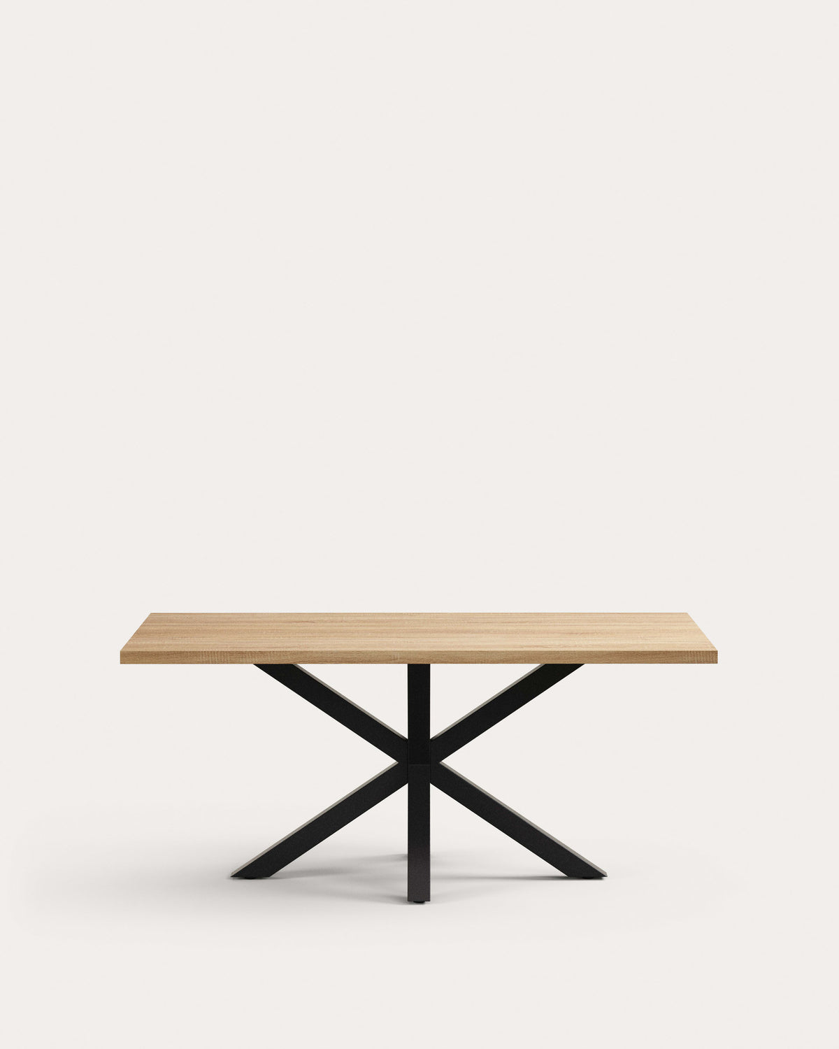 Tisch Argo aus Melamin mit natürlicher Oberfläche und Stahlbeinen mit schwarzem Finish, 180 x 100 cm in Natur, Schwarz präsentiert im Onlineshop von KAQTU Design AG. Esstisch ist von Kave Home