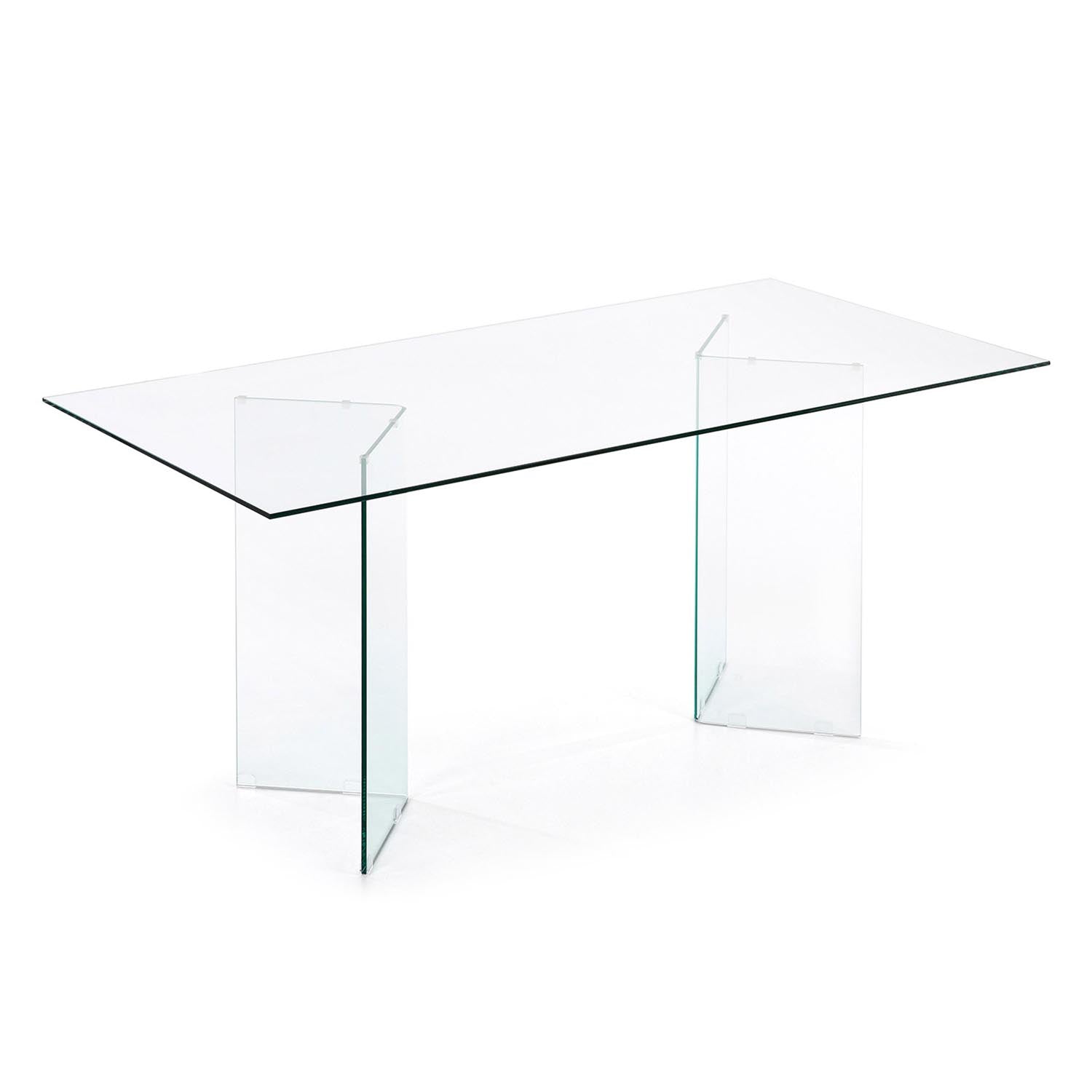 Eleganter Burano Glastisch 180x90cm: Minimalistisches Design, lichtreflektierend, stabil, umweltbewusst, ideal für moderne Räume.
