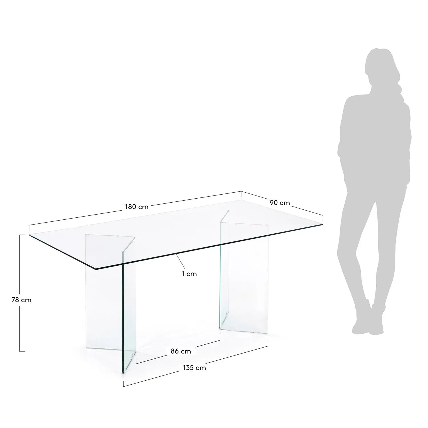 Burano Glastisch 180x90 cm von Kave Home: Zeitloses Design für Ihr Heim.