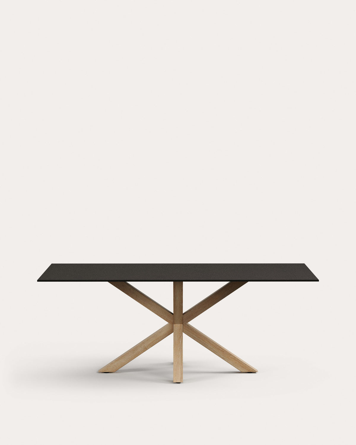 Argo Tisch aus schwarzem Glas und Stahlbeinen mit Holzoptik 200 x 100 cm in Schwarz, Braun präsentiert im Onlineshop von KAQTU Design AG. Esstisch ist von Kave Home