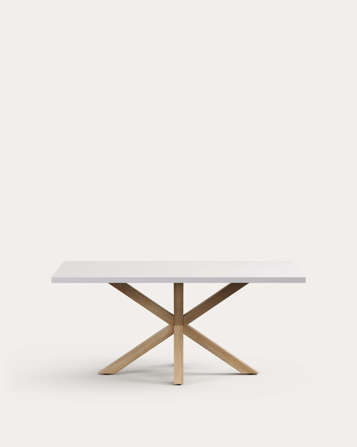 Tisch Argo aus Melamin mit weisser Oberfläche und Beinen aus Stahl in Holzoptik, 180 x 100 cm in Weiss, Natur präsentiert im Onlineshop von KAQTU Design AG. Esstisch ist von Kave Home