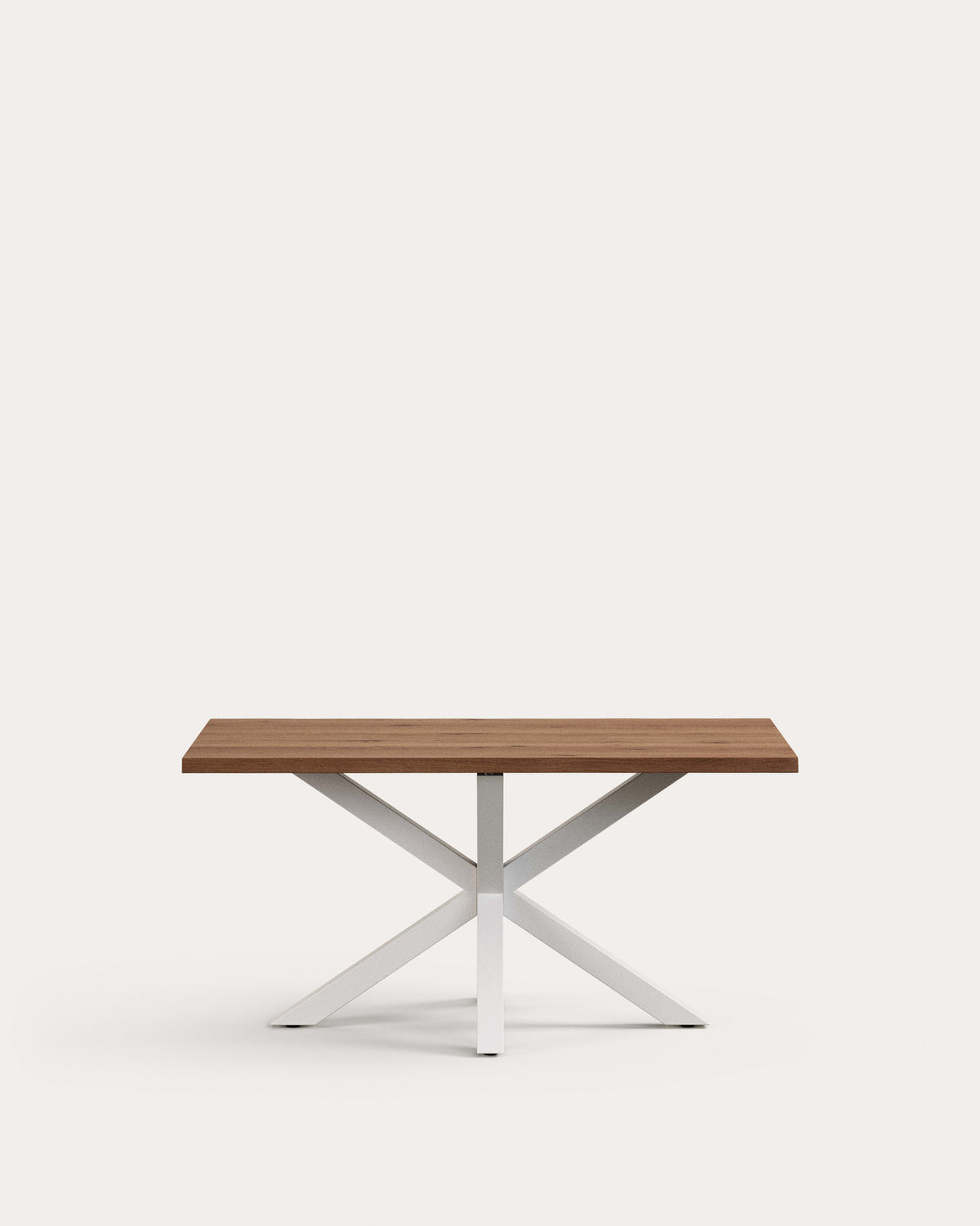 Tisch Argo aus antikem Eichenfurnier und Beinen aus Stahl mit weissem Finish, 160 x 90 cm in  präsentiert im Onlineshop von KAQTU Design AG. Esstisch ist von Kave Home