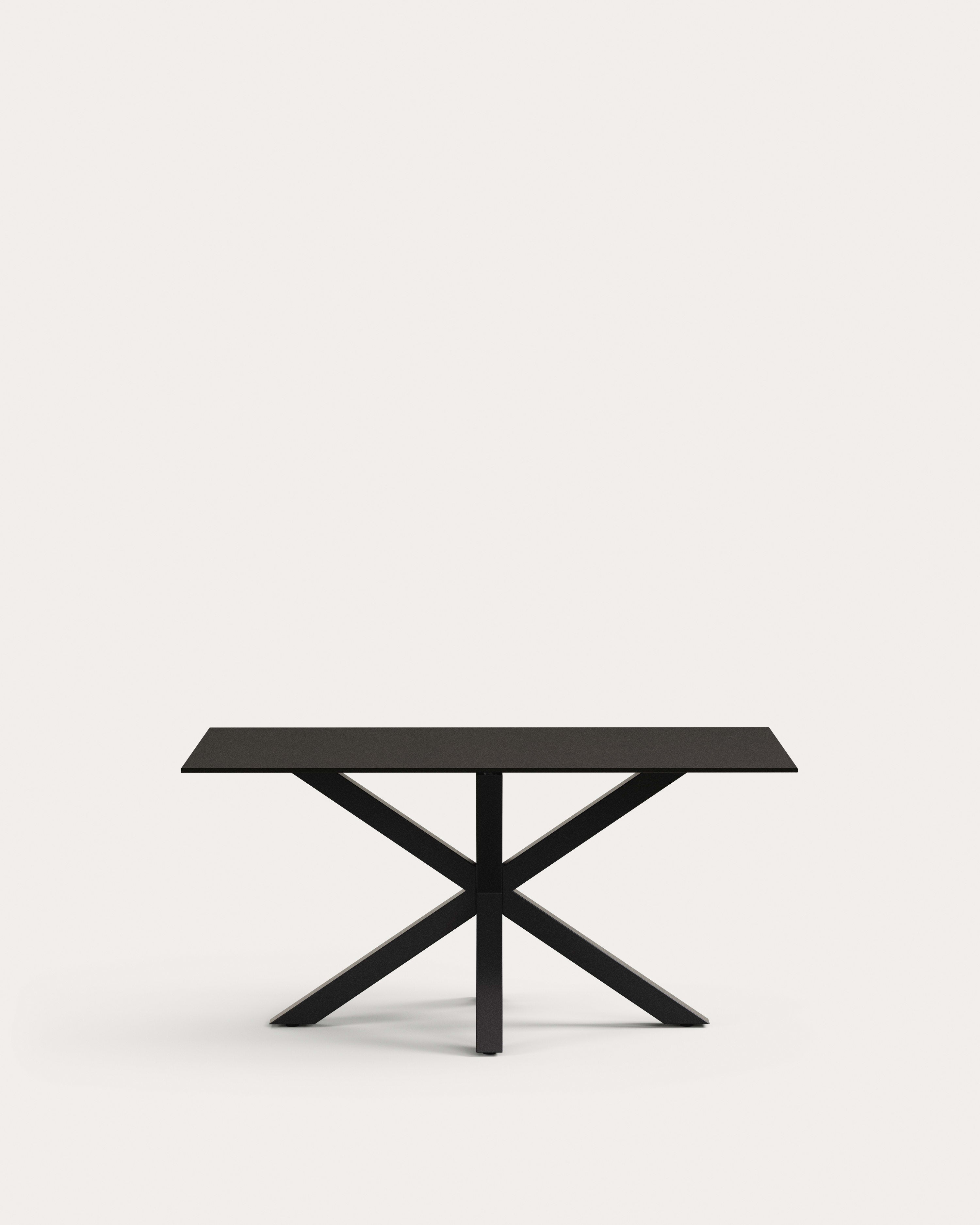 Argo table made of black glass with black steel legs 160 x 90 cm