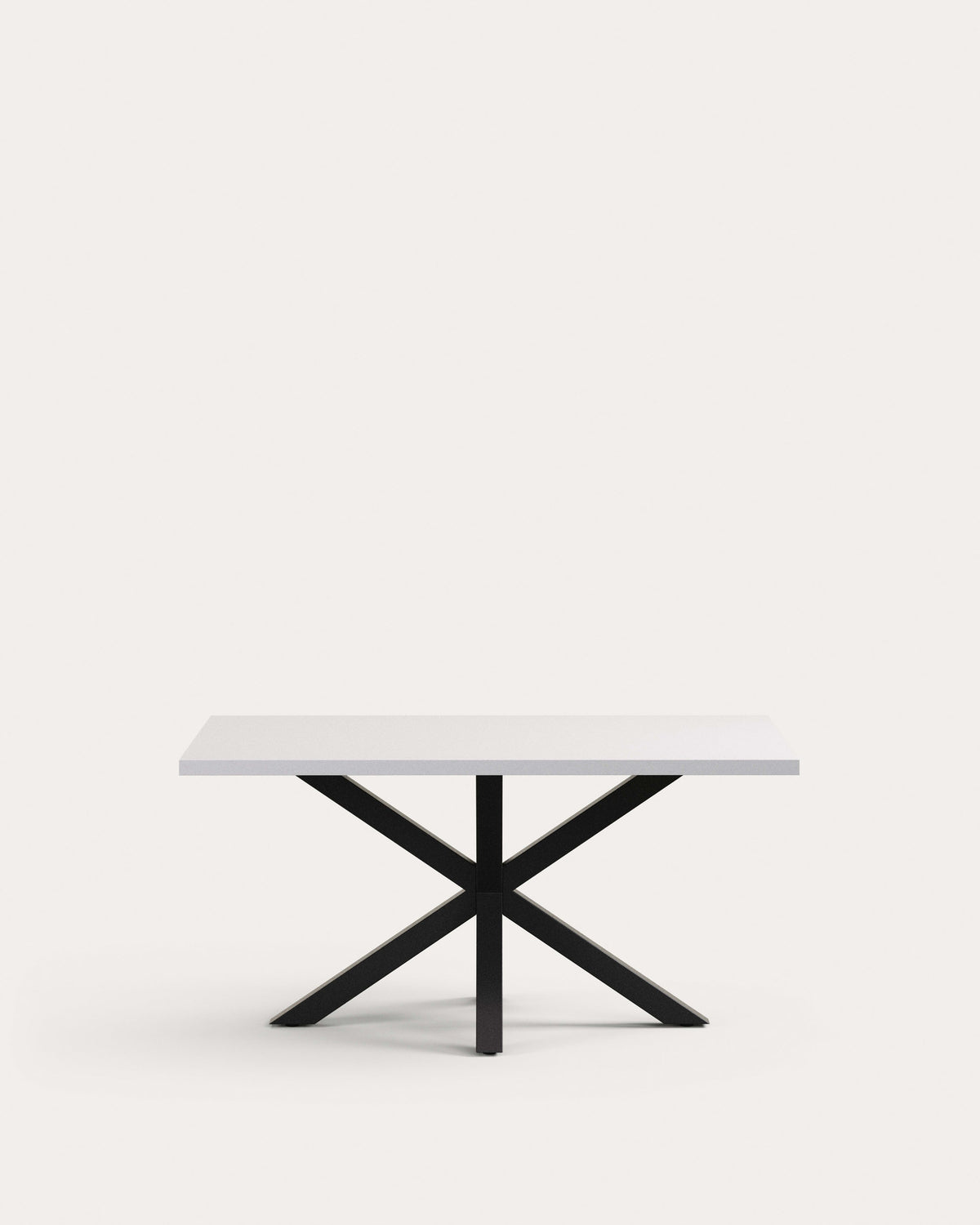 Tisch Argo aus Melamin mit weisser Oberfläche und Stahlbeinen mit schwarzem Finish, 160 x 100 cm in Schwarz, Weiss präsentiert im Onlineshop von KAQTU Design AG. Esstisch ist von Kave Home