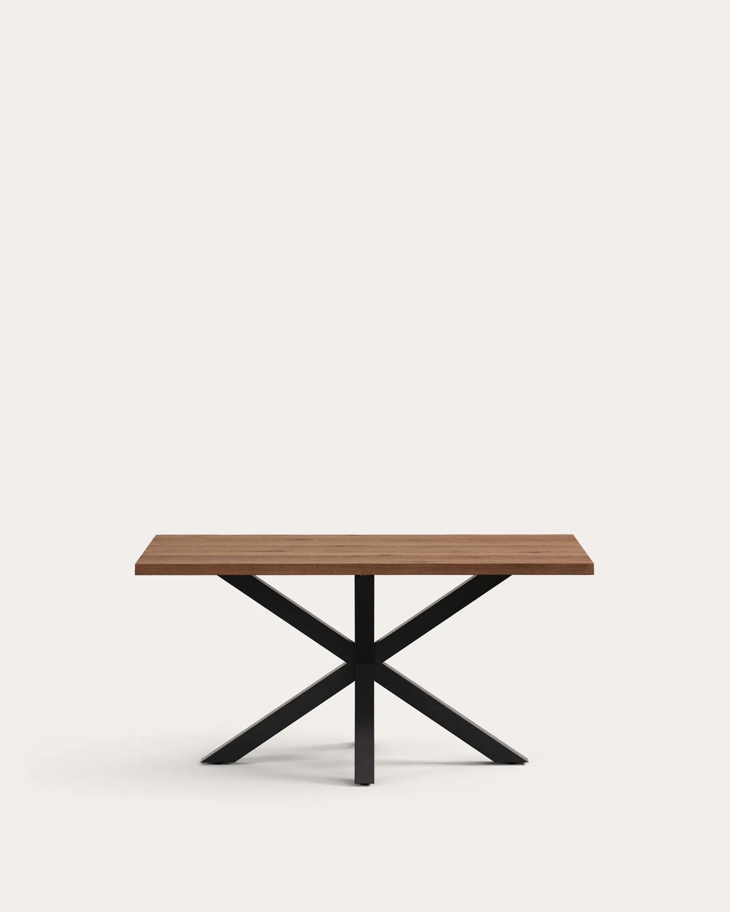 Tisch Argo aus antikem Eichenfurnier und Beinen aus Stahl in Holzoptik, 160 x 90 cm in  präsentiert im Onlineshop von KAQTU Design AG. Esstisch ist von Kave Home