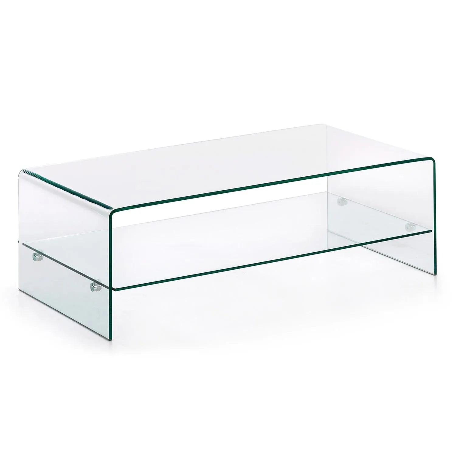 Eleganter Burano Couchtisch aus kratzfestem Glas, 110x55 cm, ideal für kleine Räume. Minimalistisches Design, zeitlos und vielseitig.