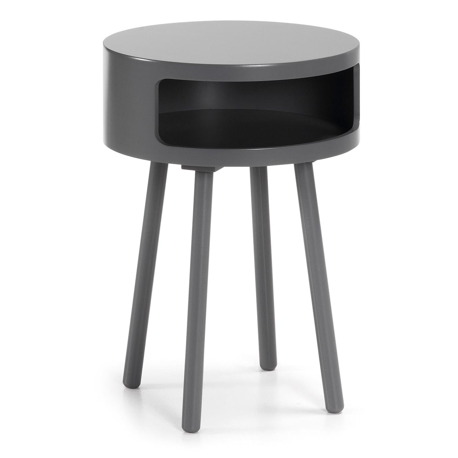 Eleganter Kurb B Beistelltisch Ø 40 cm in Grau von Kave Home: Zeitloses Design, hochwertige Materialien, vielseitig einsetzbar.