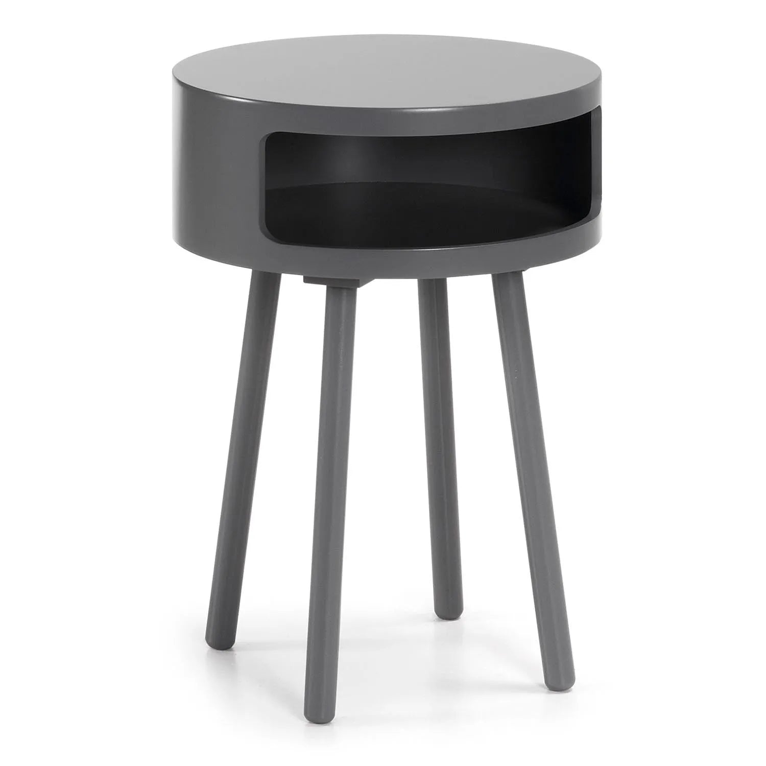 Eleganter Kurb B Beistelltisch Ø 40 cm in Grau von Kave Home: Zeitloses Design, hochwertige Materialien, vielseitig einsetzbar.