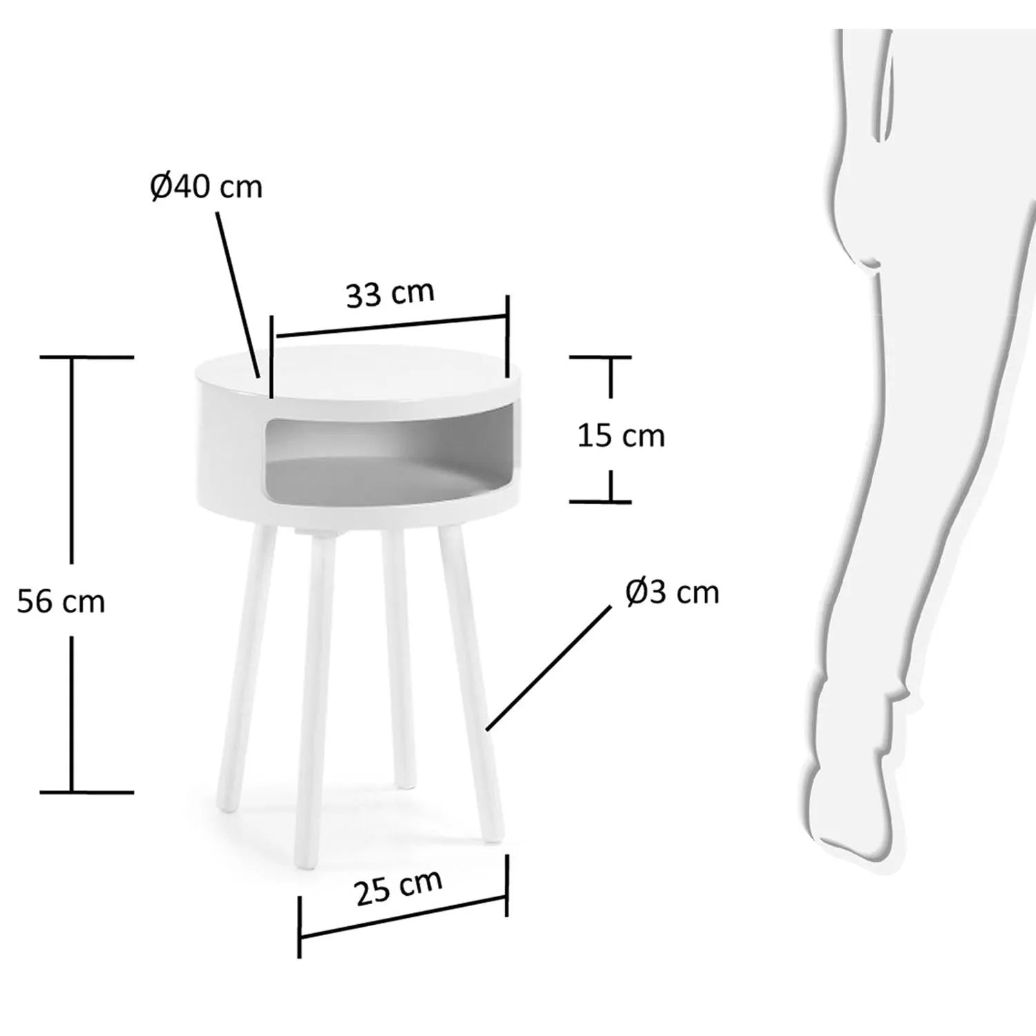 Stilvoller Kurb B Beistelltisch Ø 40 cm in Weiß von Kave Home.