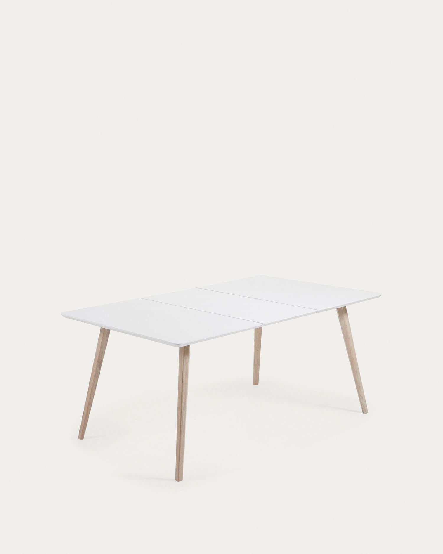 Eunice Esstisch, ausziehbar von 140 auf 220 cm, weiße Beine aus massivem Eschenholz, modernes Design, perfekt für Ihr Zuhause.