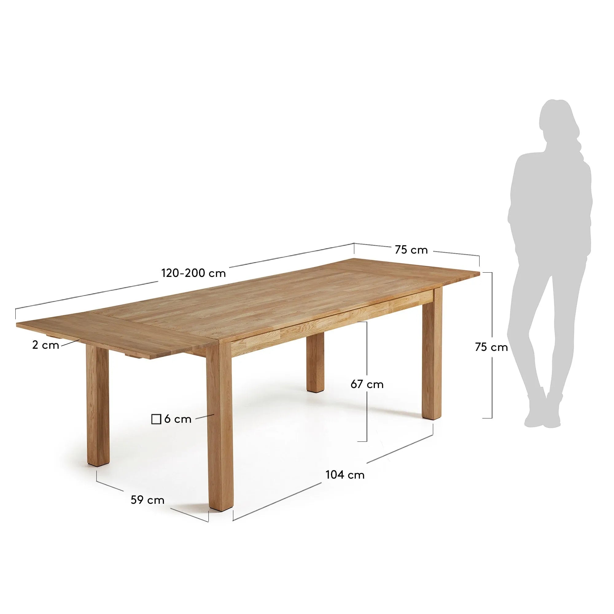 Der Isbel Tisch aus massivem Eichenholz bietet Flexibilität und Eleganz, ideal für gesellige Runden.