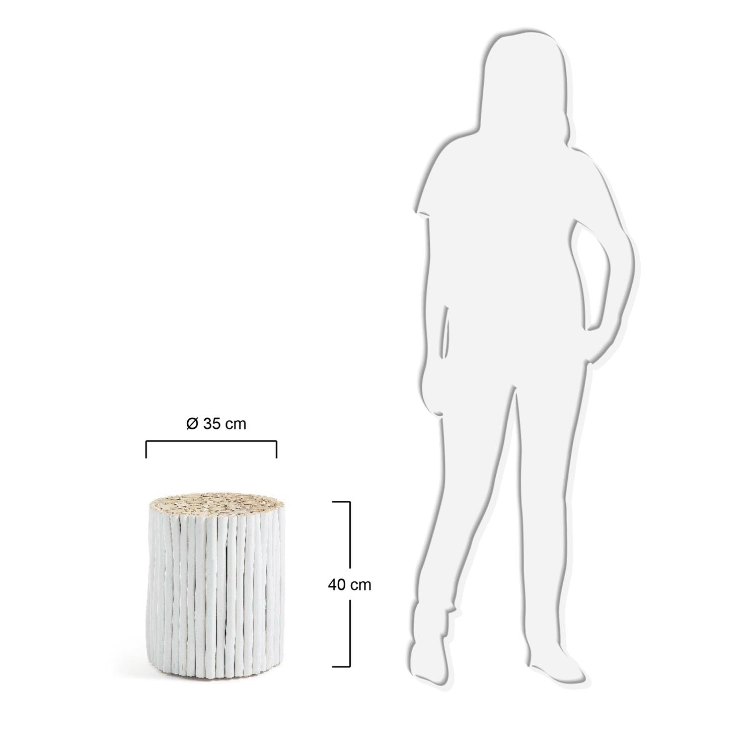 Stilvoller Filip Beistelltisch Ø 35 cm in elegantem Weiss von Kave Home. Aus robustem Teakholz gefertigt, perfekt für jeden Raum.