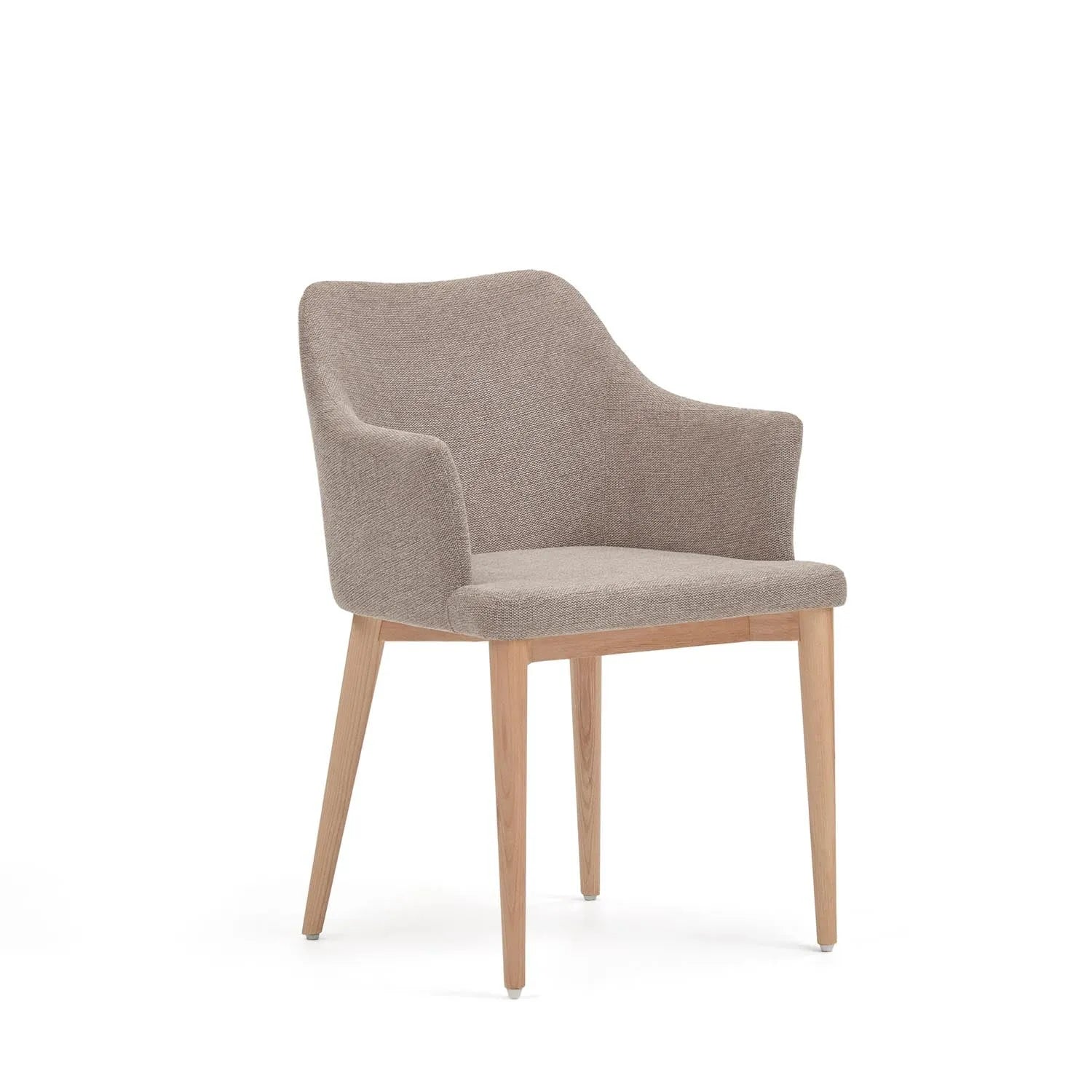 Eleganter Croft Stuhl: Braune Chenille & Eschenholz von Kave Home.