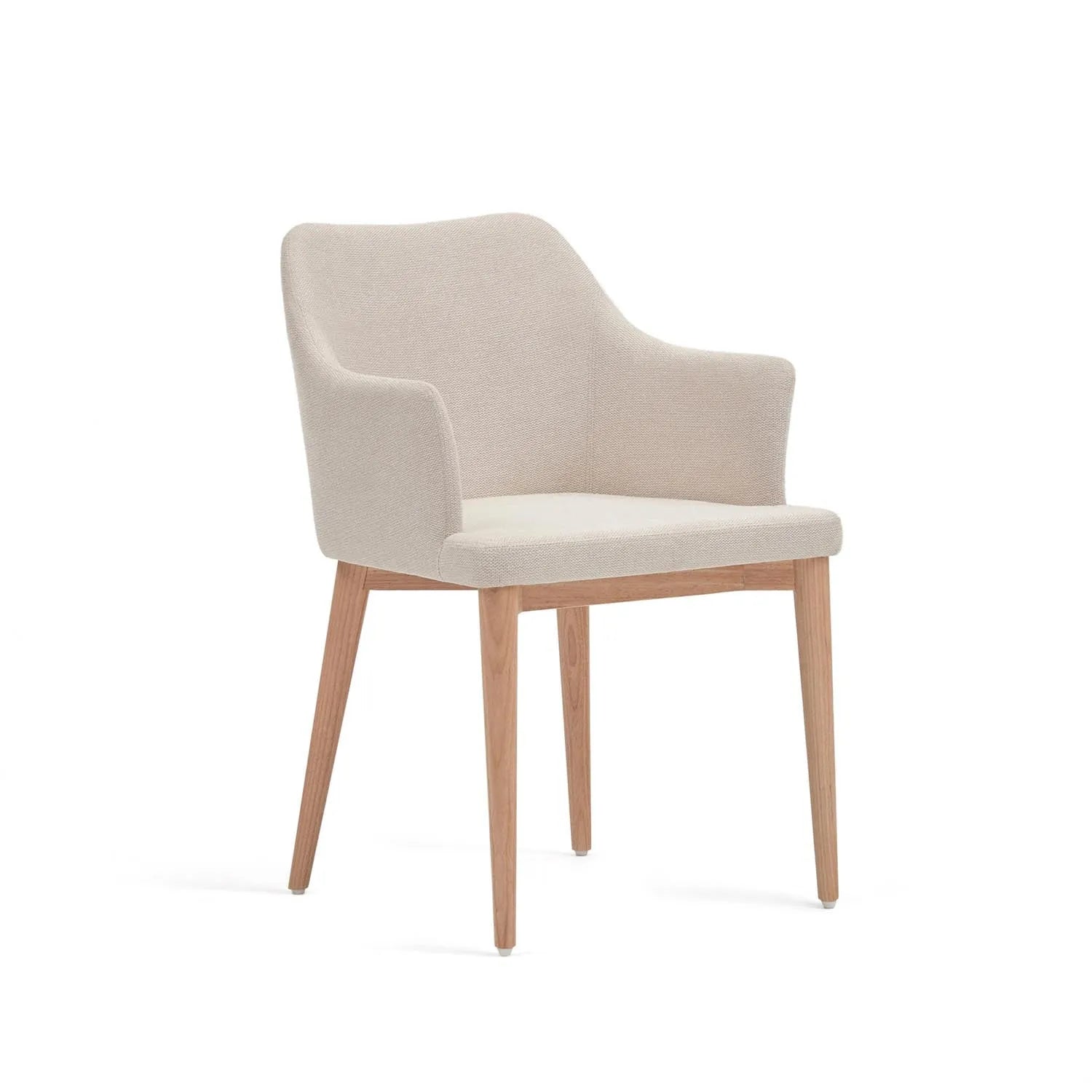 Croft Stuhl: Beige Chenille & Esche für modernes Wohnambiente.