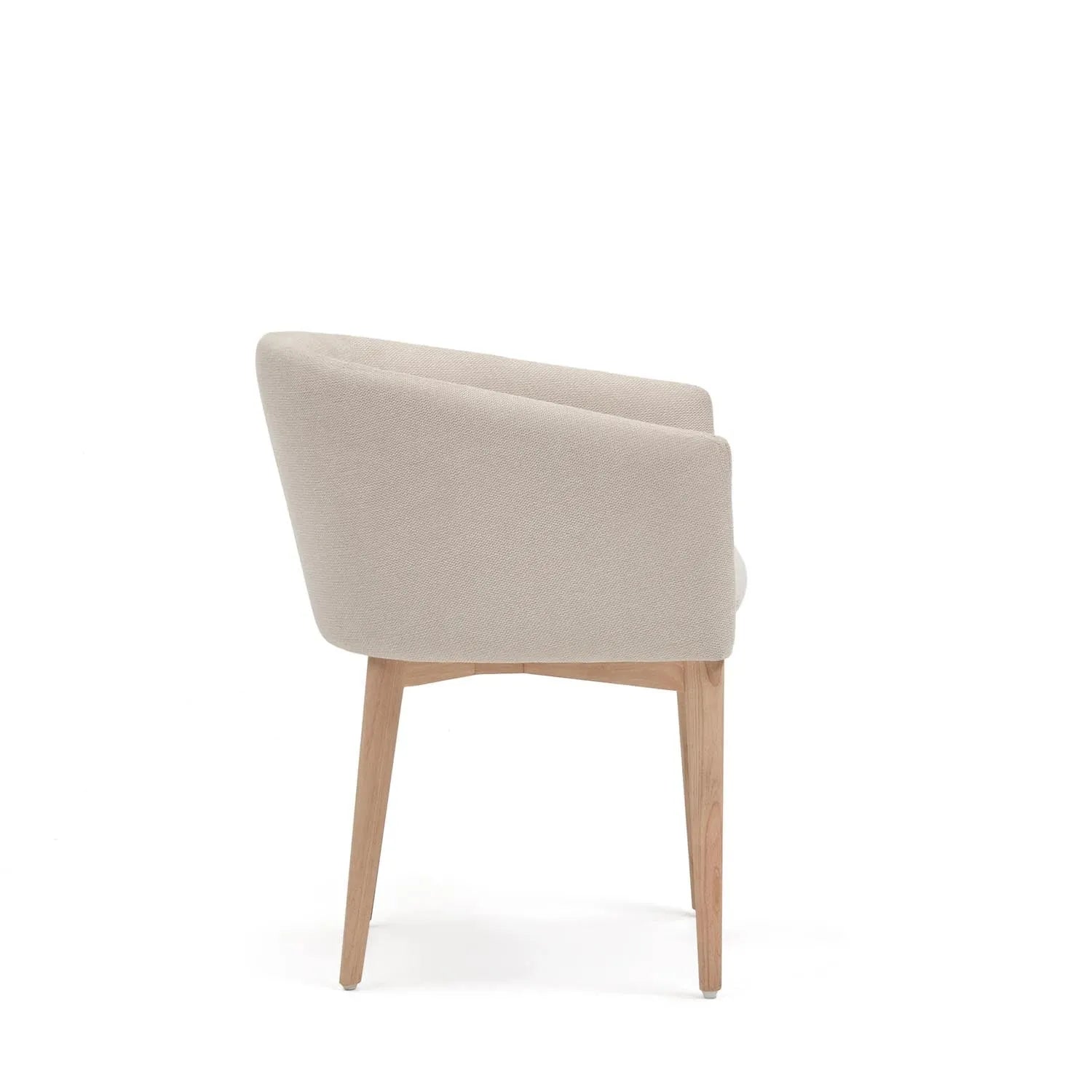 Harlan Stuhl: Beiger Chenillebezug & Eschenholz für modernes Design.