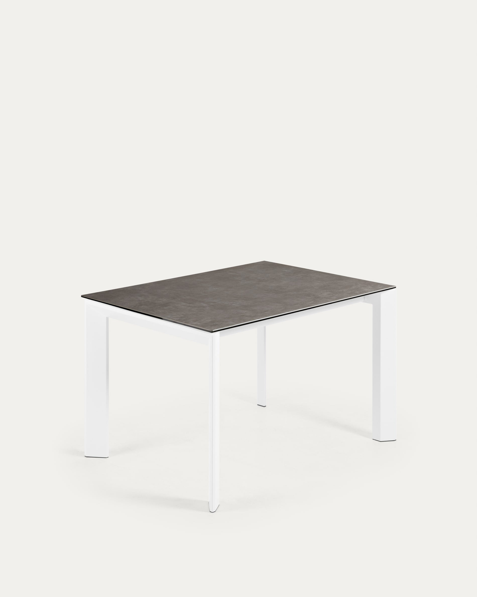 Axis extag table porcelain stoneware with vulcano ceniza finish steel legs white 120 (180) cm