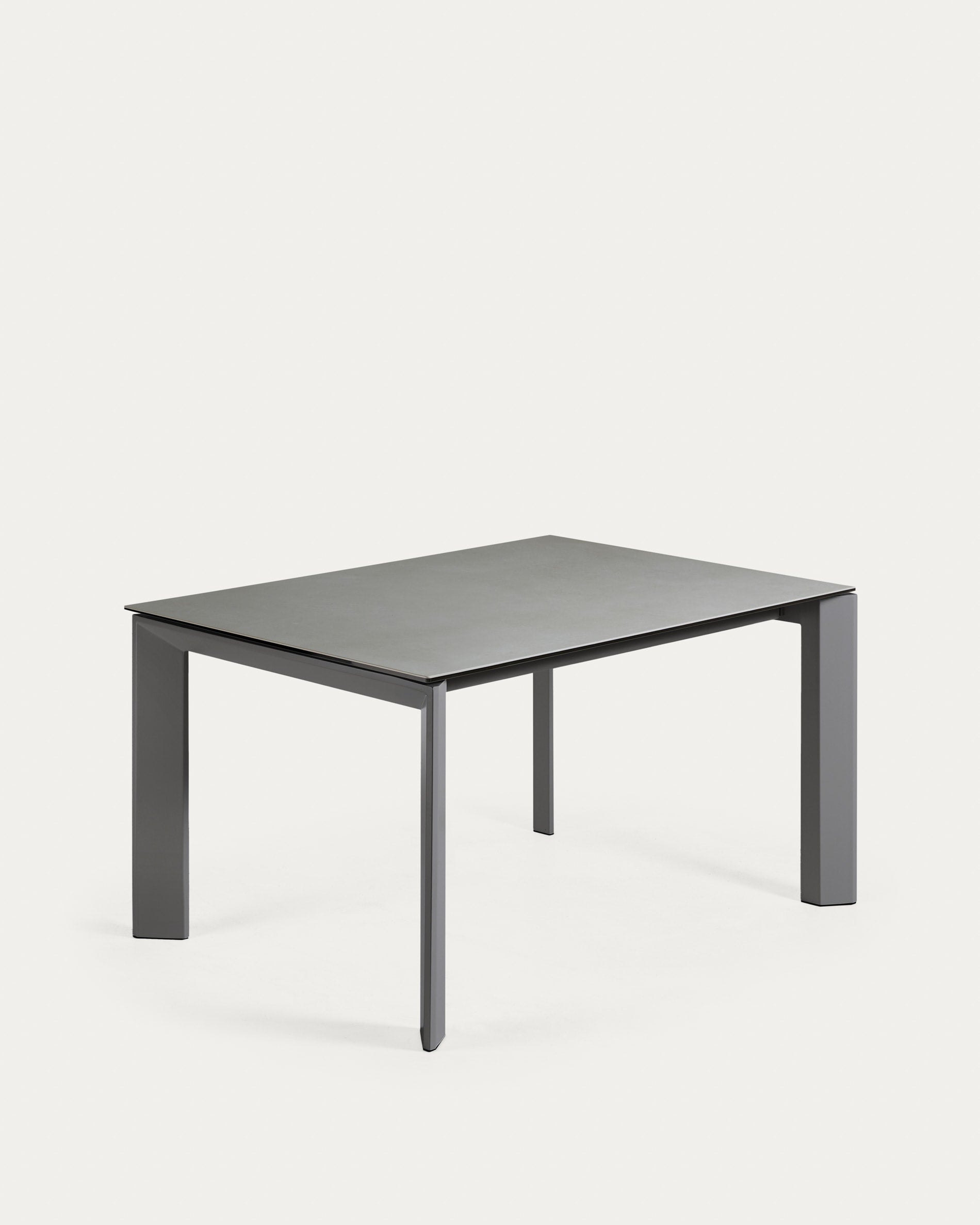 Axis extendable table, fine stoneware with Hydra Plomo finish, anthracite steel legs, 140 (200) cm