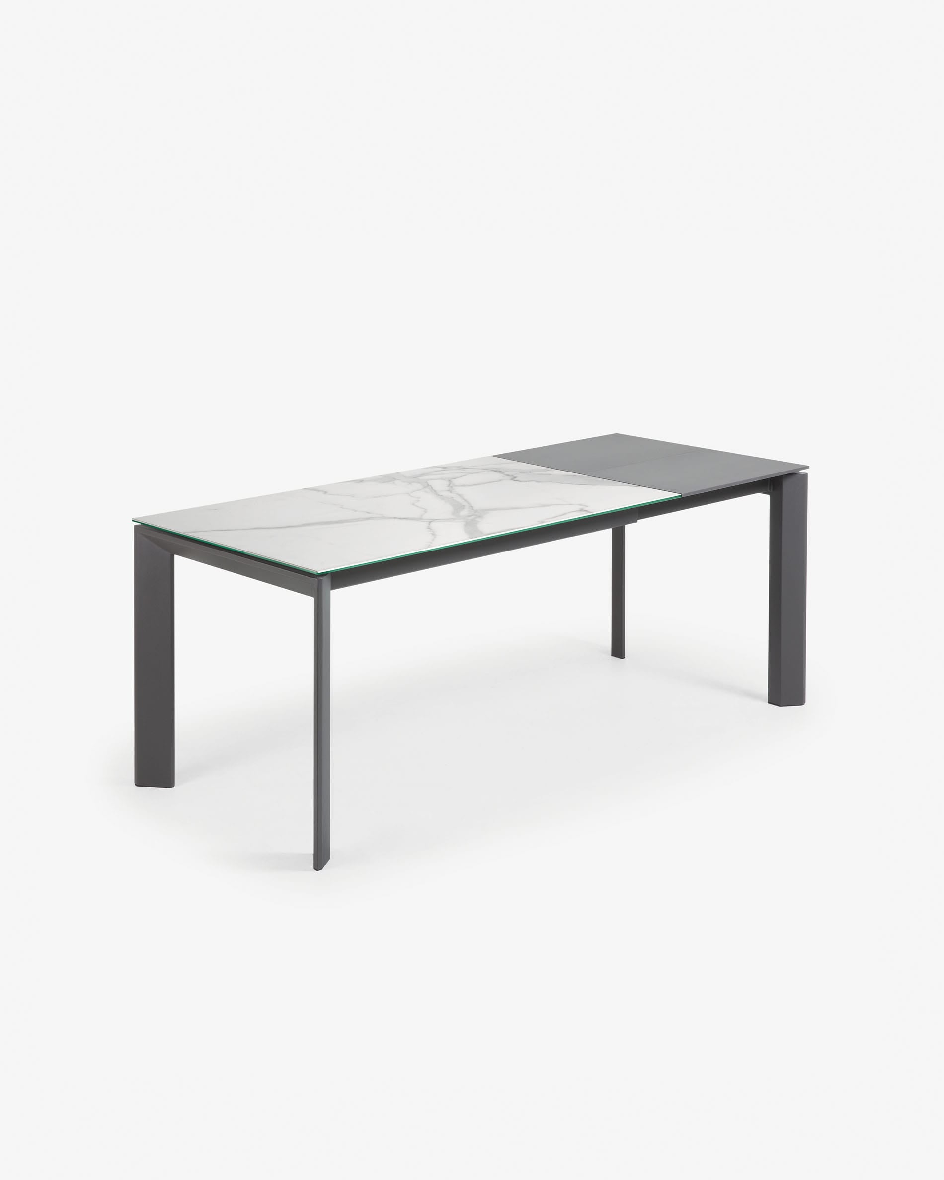 Axis extag table porcelain stoneware with finish in Kalos white and legs in dark gray 140 (180)