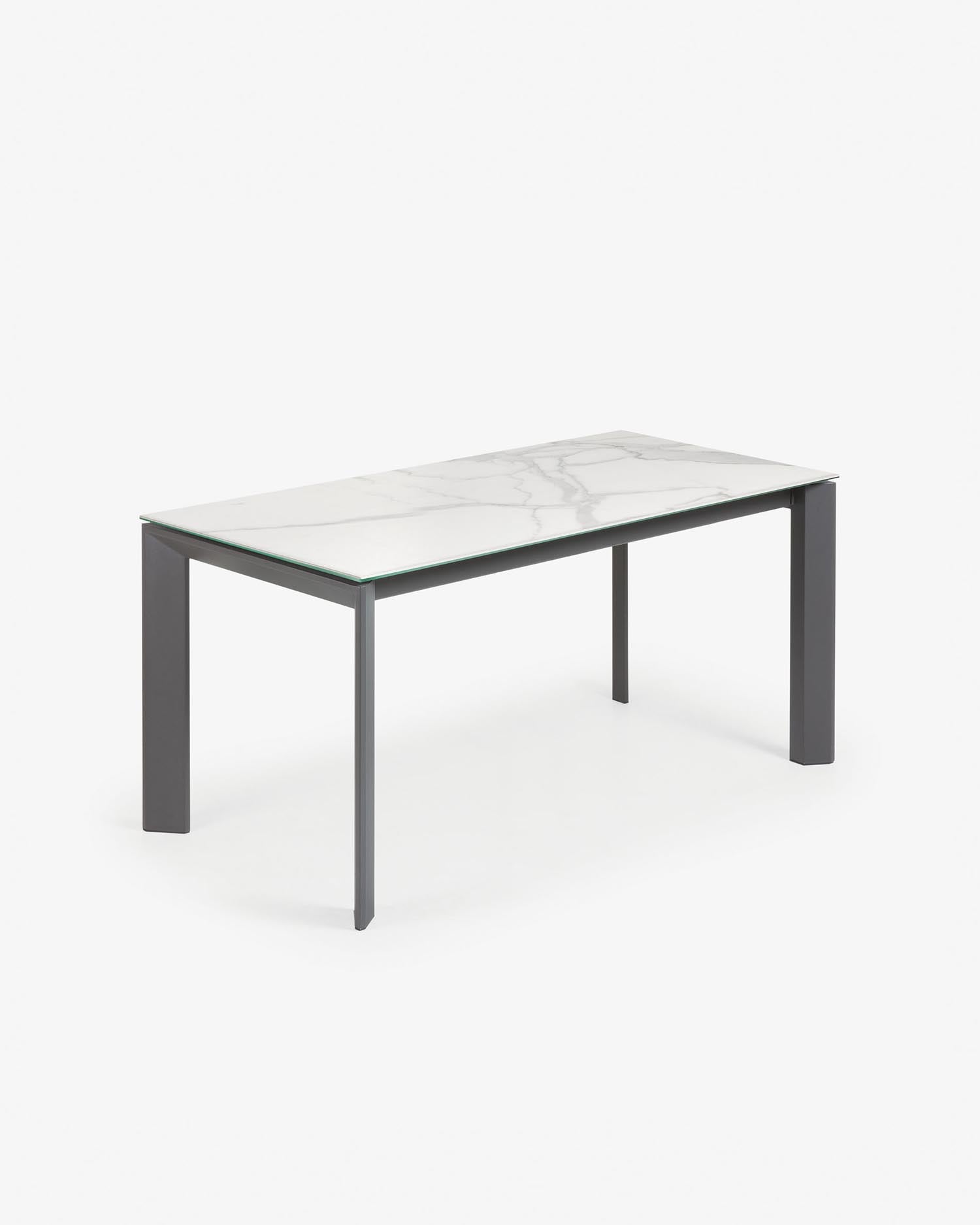 Axis extag table porcelain stoneware with Kalos Blanco Finish legs in anthracite 160 (220) cm