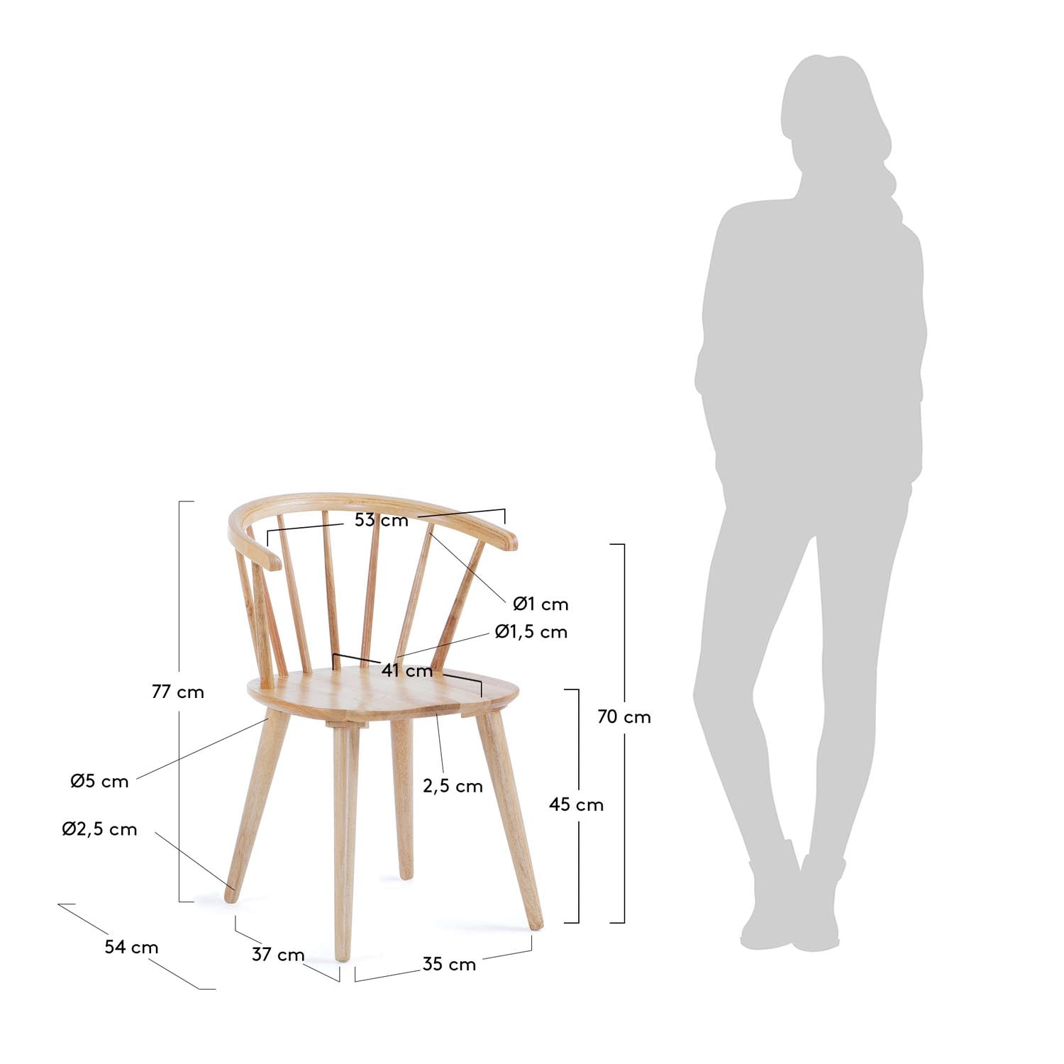 Trise Stuhl: Zeitloses Design aus naturbelassenem Kautschukholz.