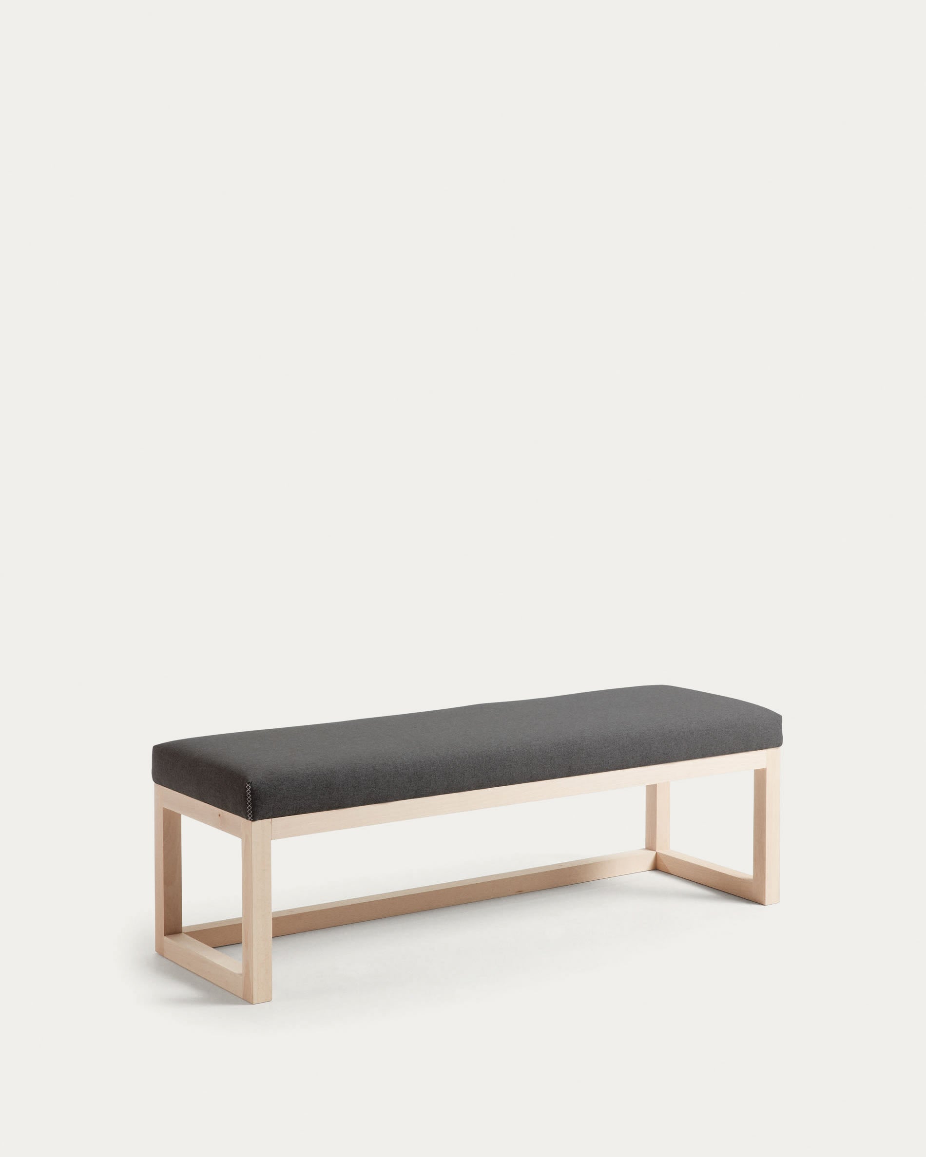 Polsterbank Loya in Schwarz aus massivem Buchenholz 128 cm