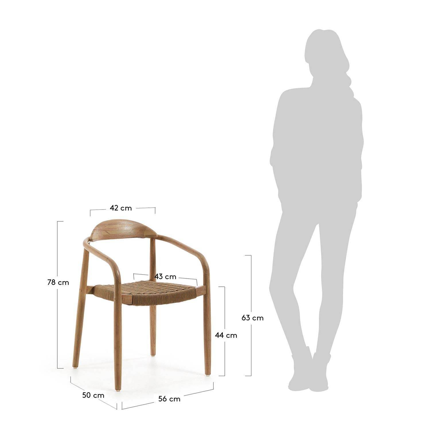 Nina Stuhl: Nachhaltig, stapelbar, Akazienholz, Beige, Kave Home.
